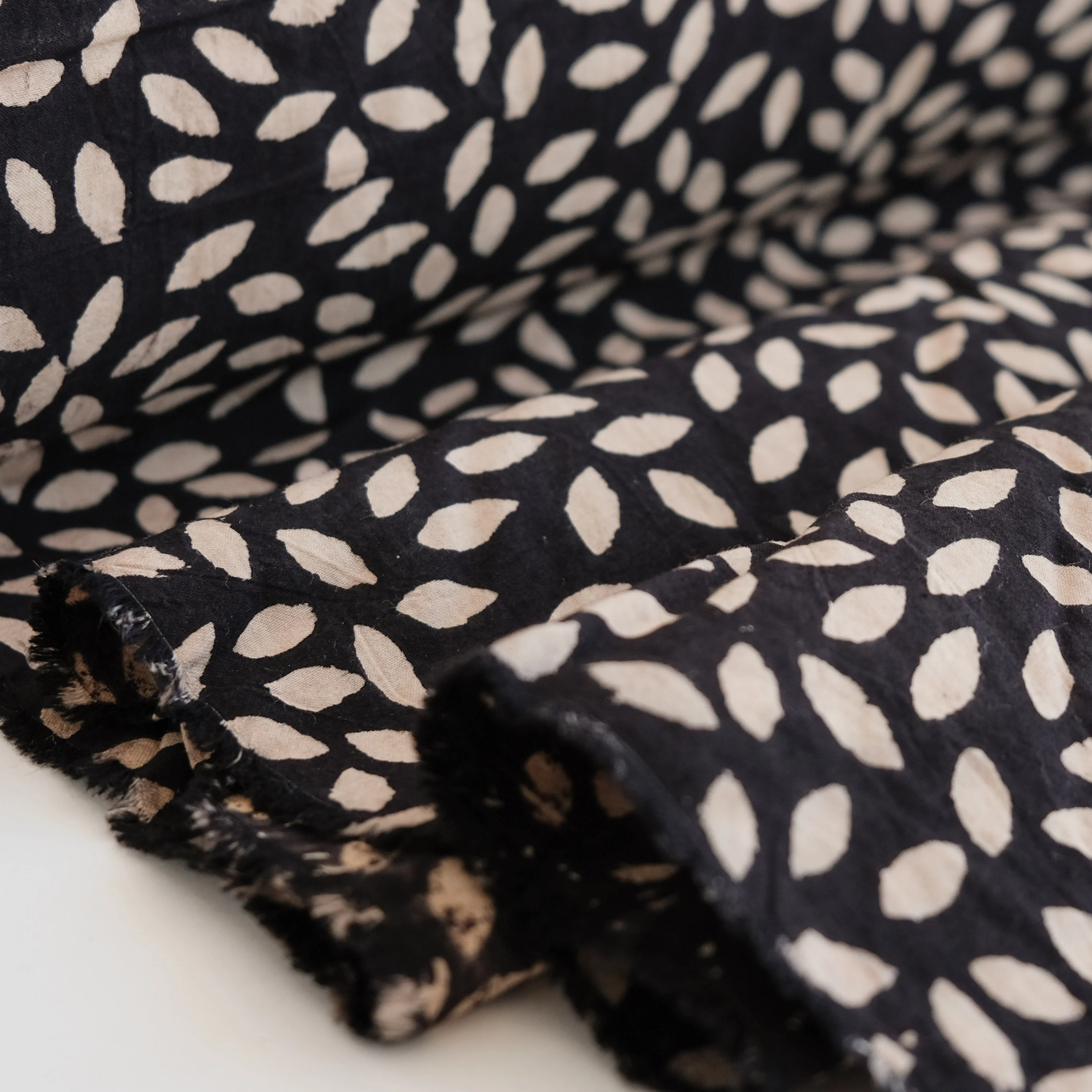 Fabric - Organic Cotton Block Printed with Natural Dyes - Night Petals - Image 3