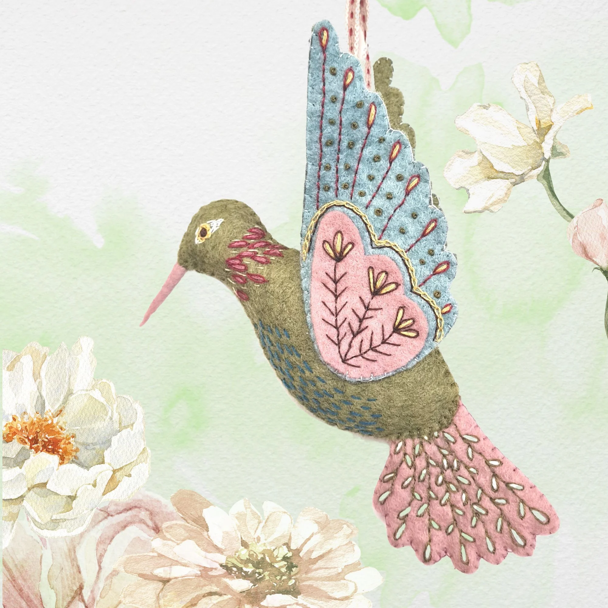 Embroidery Felt Craft Kit by Corinne Lapierre - Hummingbird