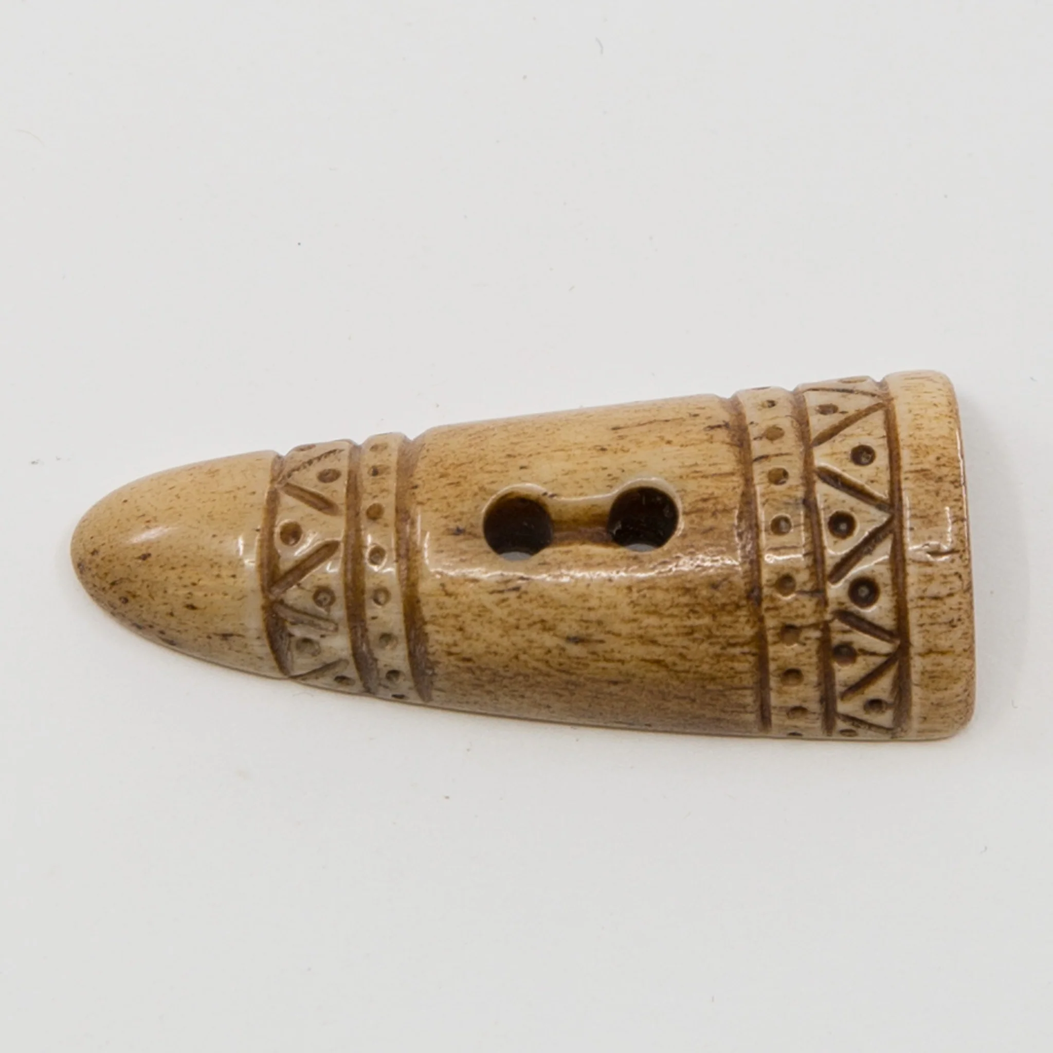 Handcarved Bone Button - Engraved Toggle