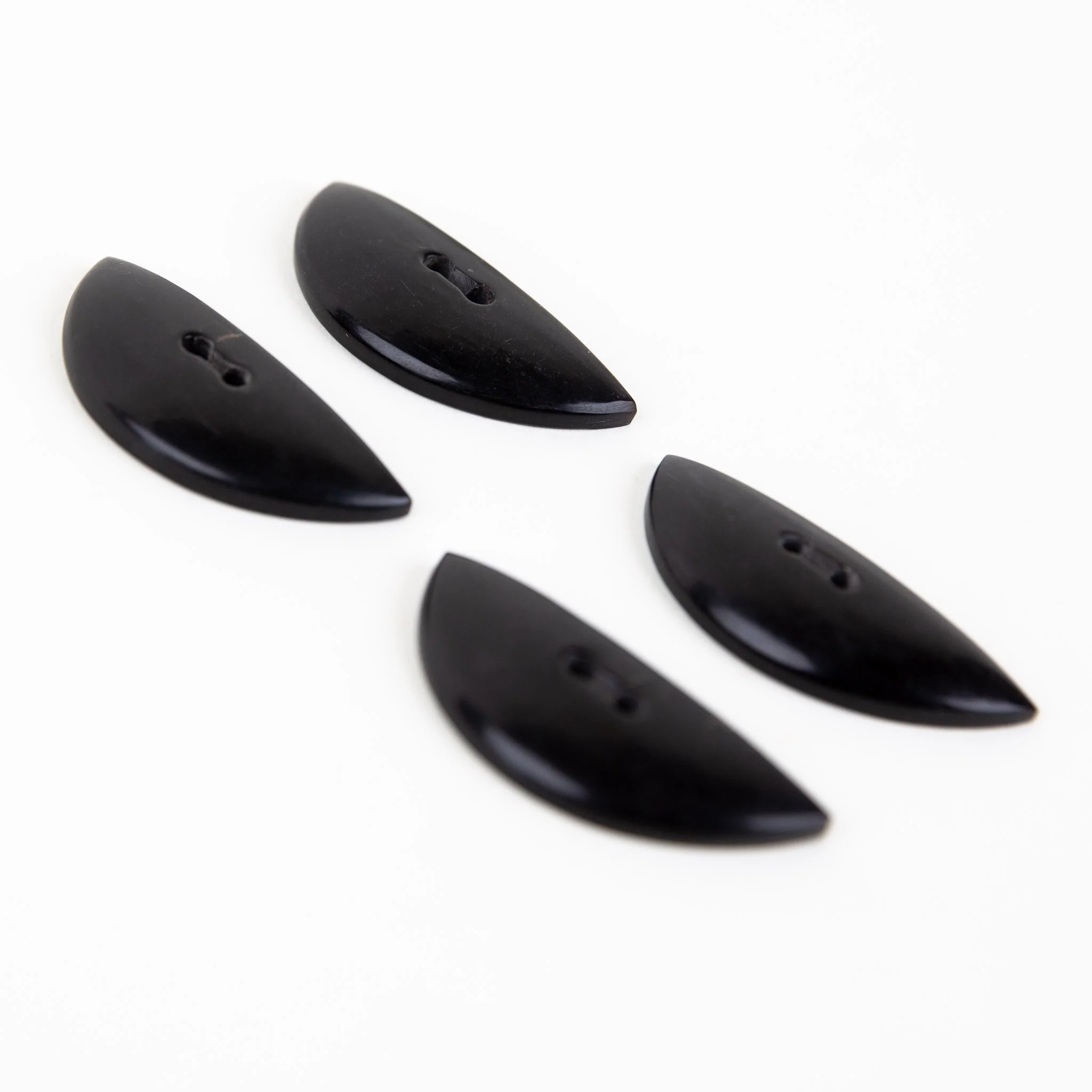 Handcarved Horn Buttons - Set of 4 - Half Ovals - Image 2