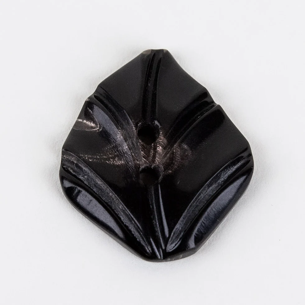Handcarved Horn Button - Leaf