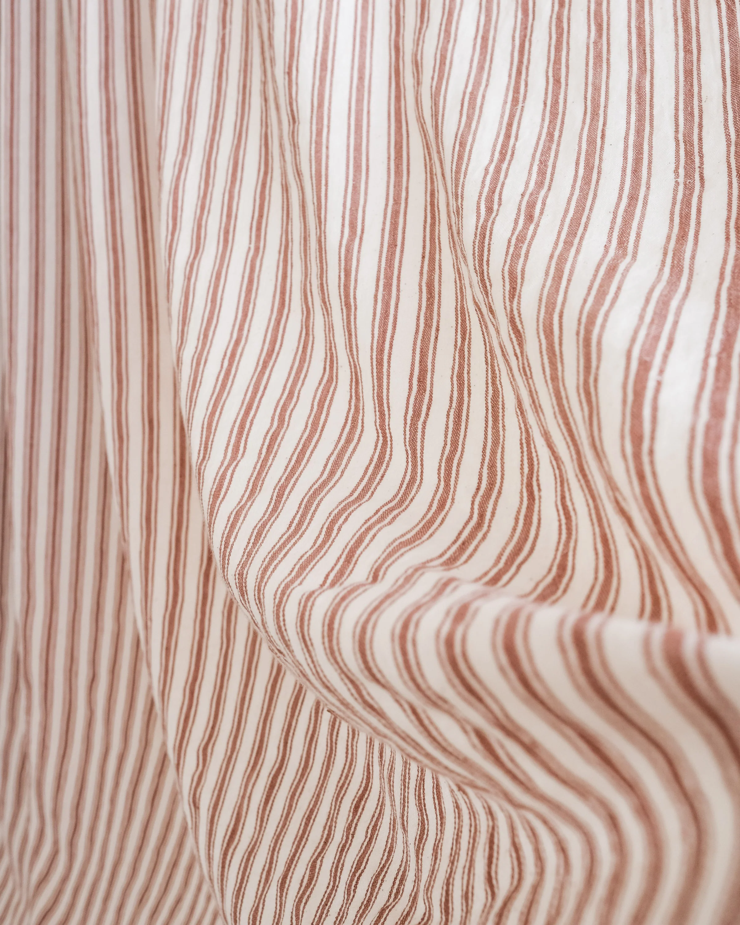 Handwoven Cotton Sheet - Red Clay Stripe - Image 4