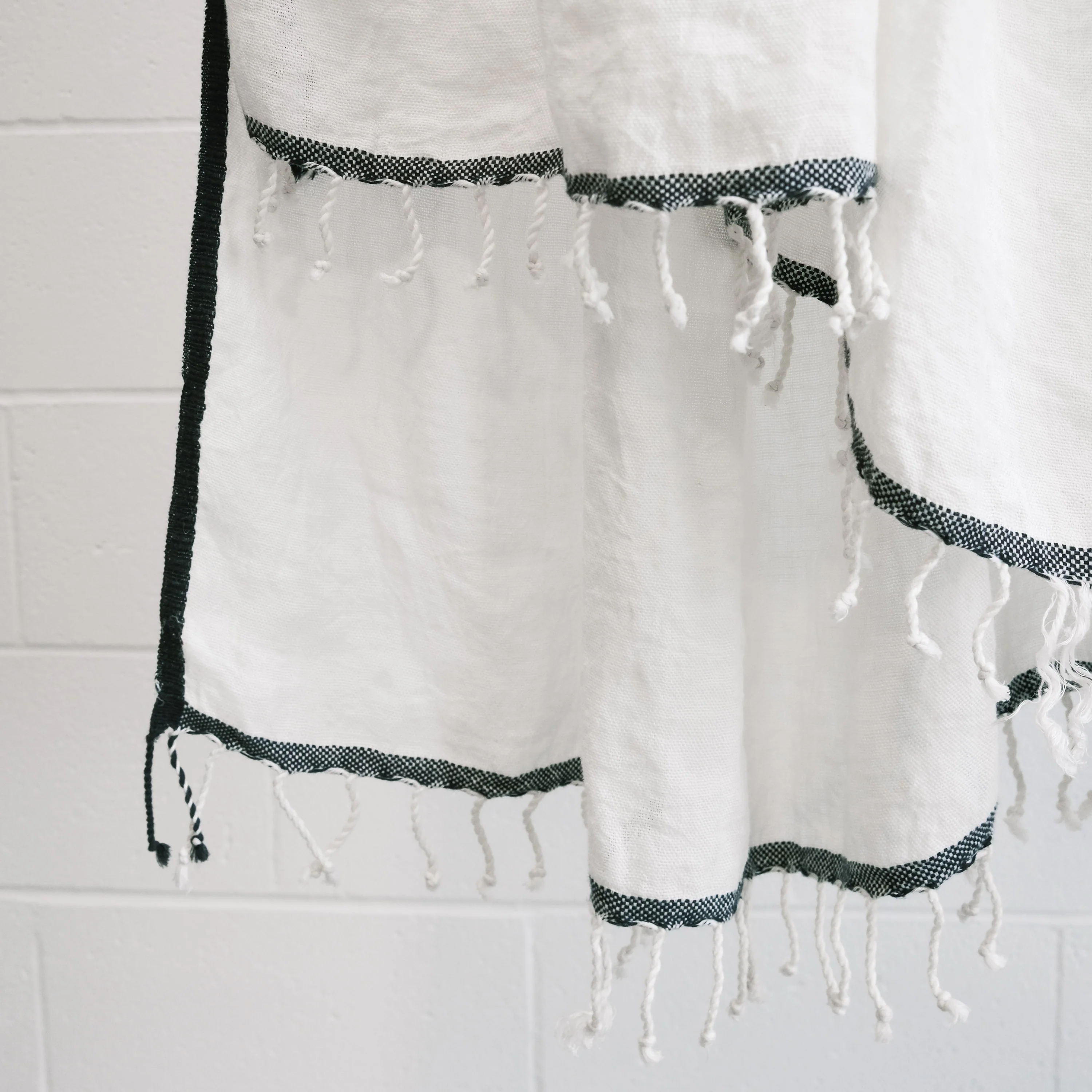 Shawl - Linen Handwoven with Black Border - Image 4