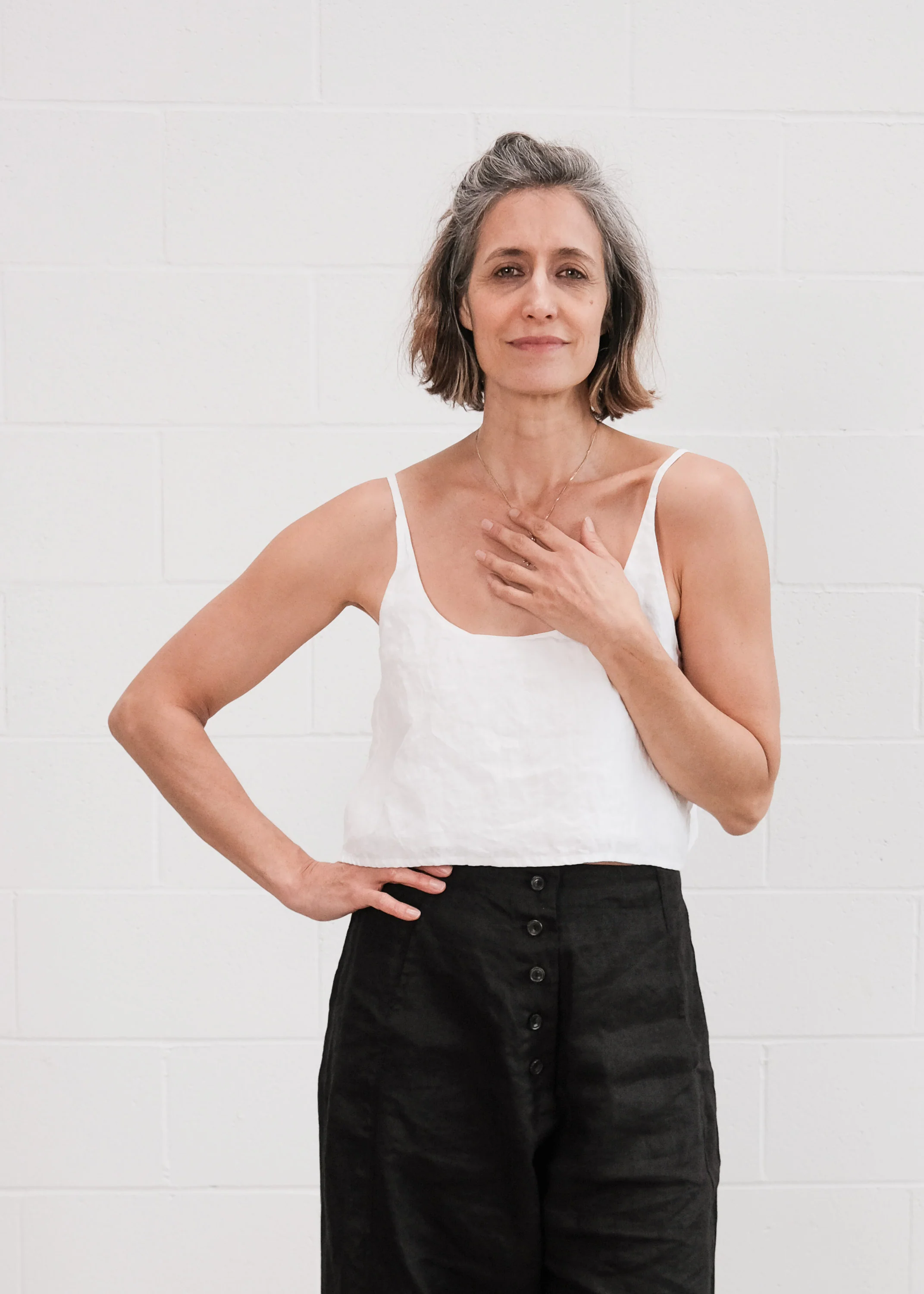 Hibiscus Crop Tank - Linen - White - Image 4