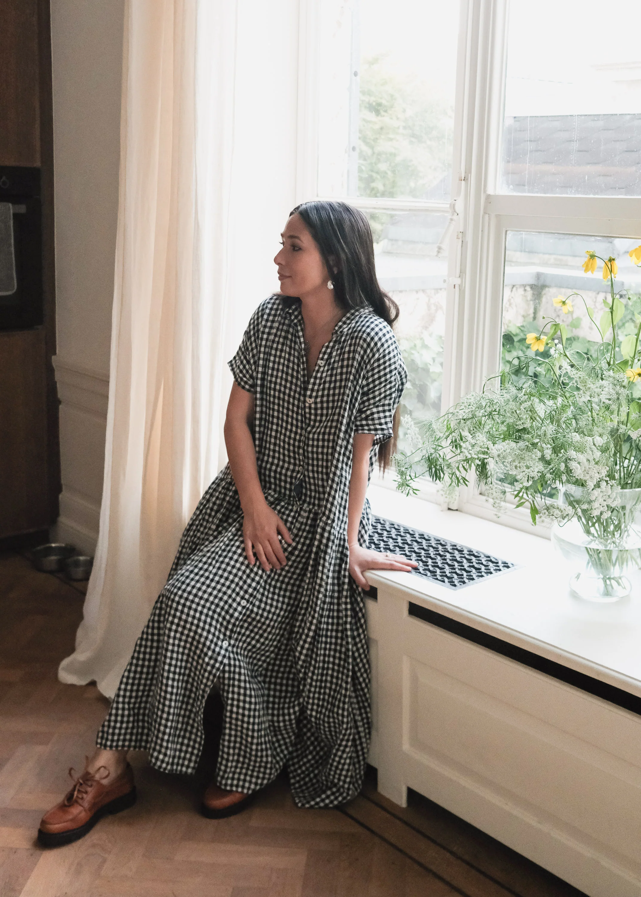 Hibiscus Dress - Handwoven Linen - Gingham