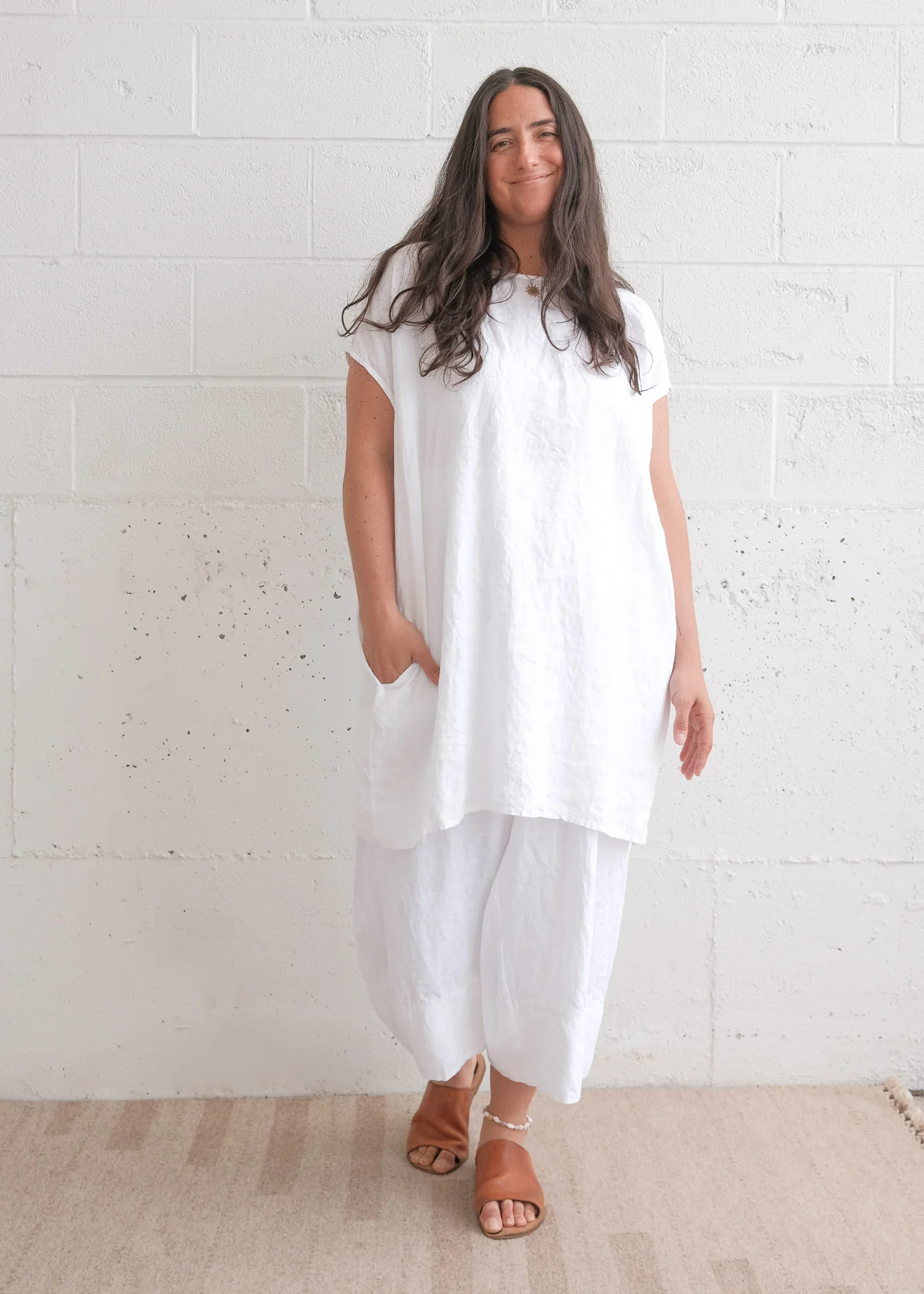 Mala Tunic - White Linen - Dyeable - Image 3