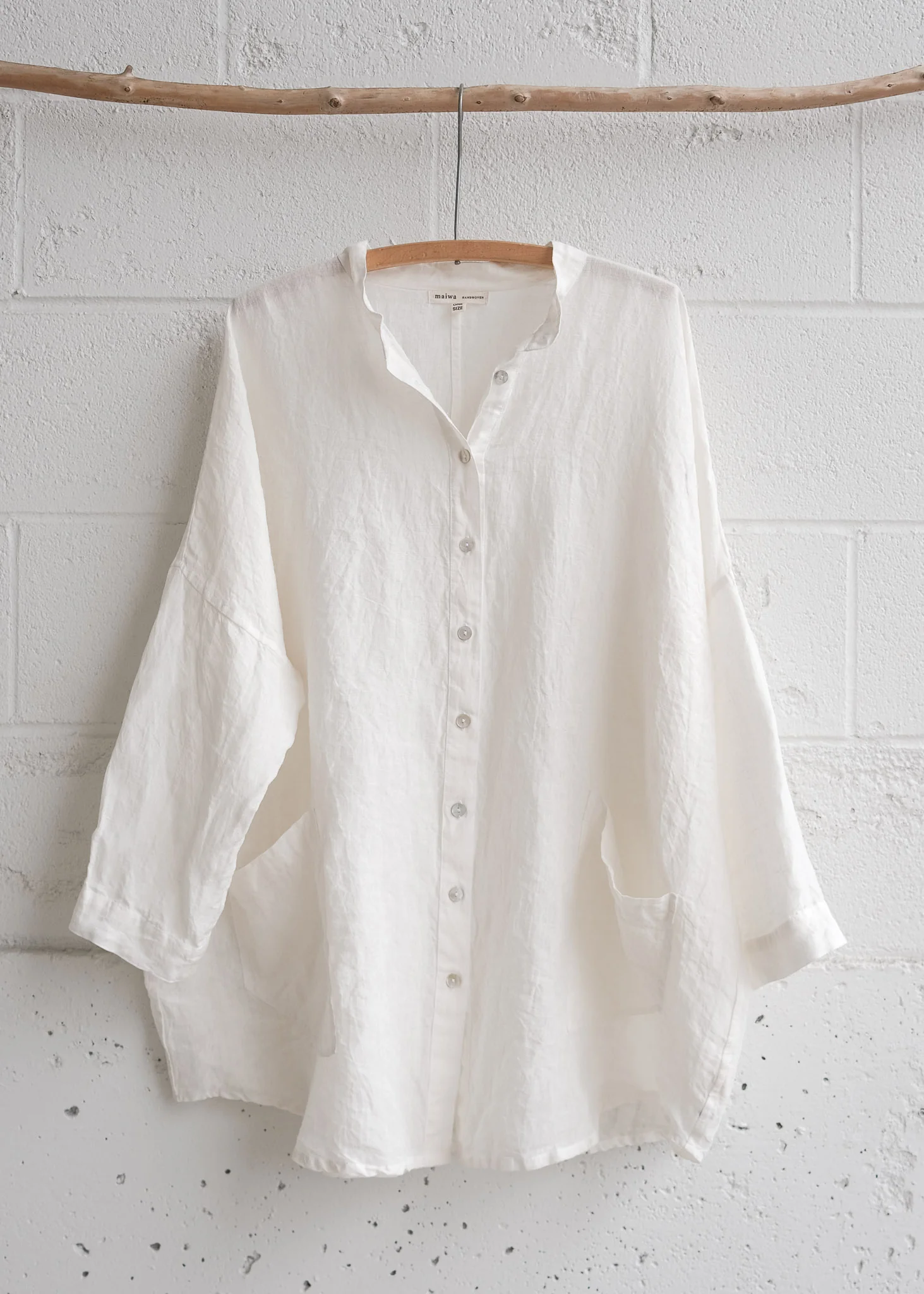 Shimoga Shirt - Handwoven White Linen - Dyeable - Image 4