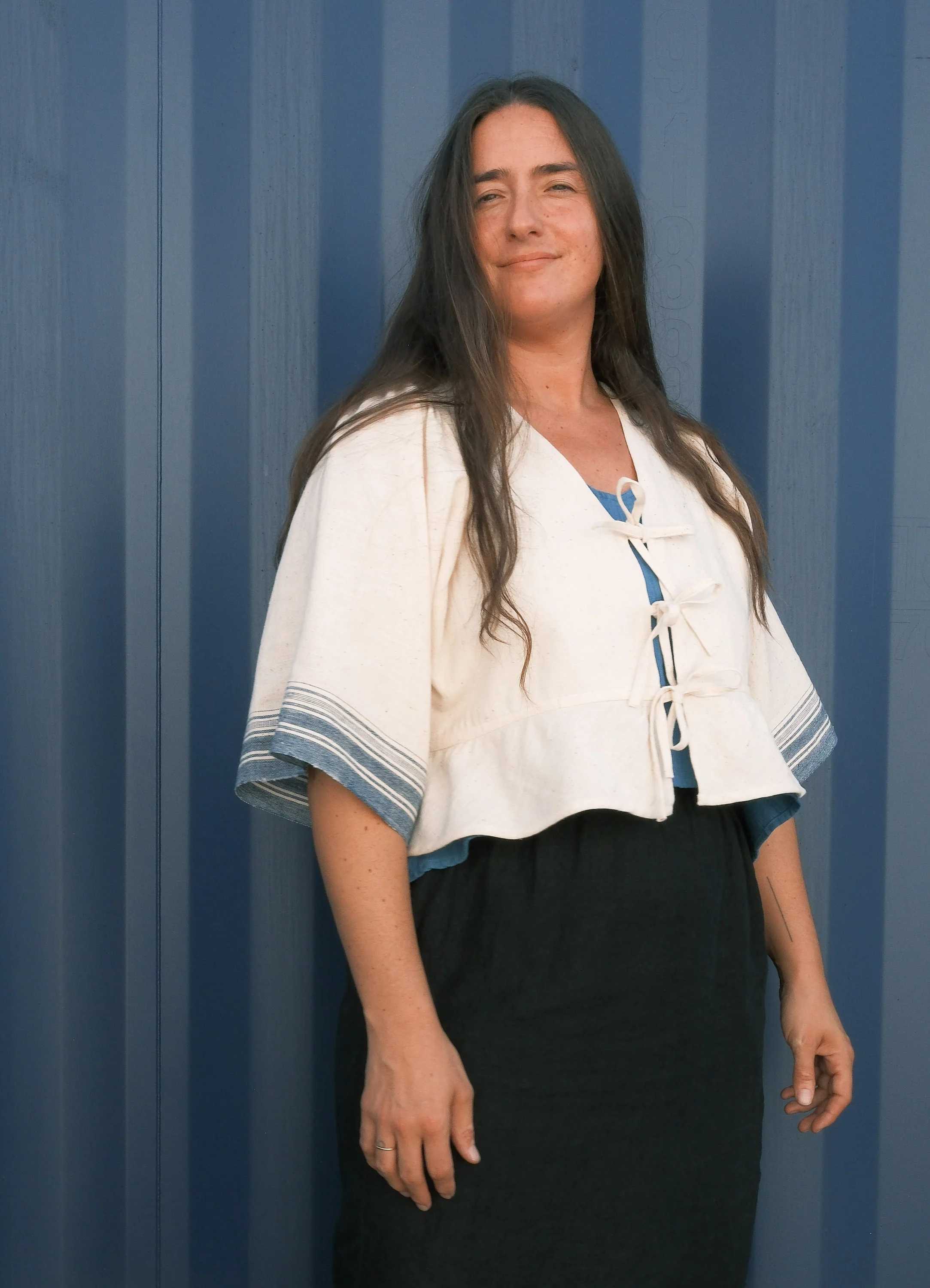 Juniper Top - Handwoven Kala Cotton - Indigo Echo