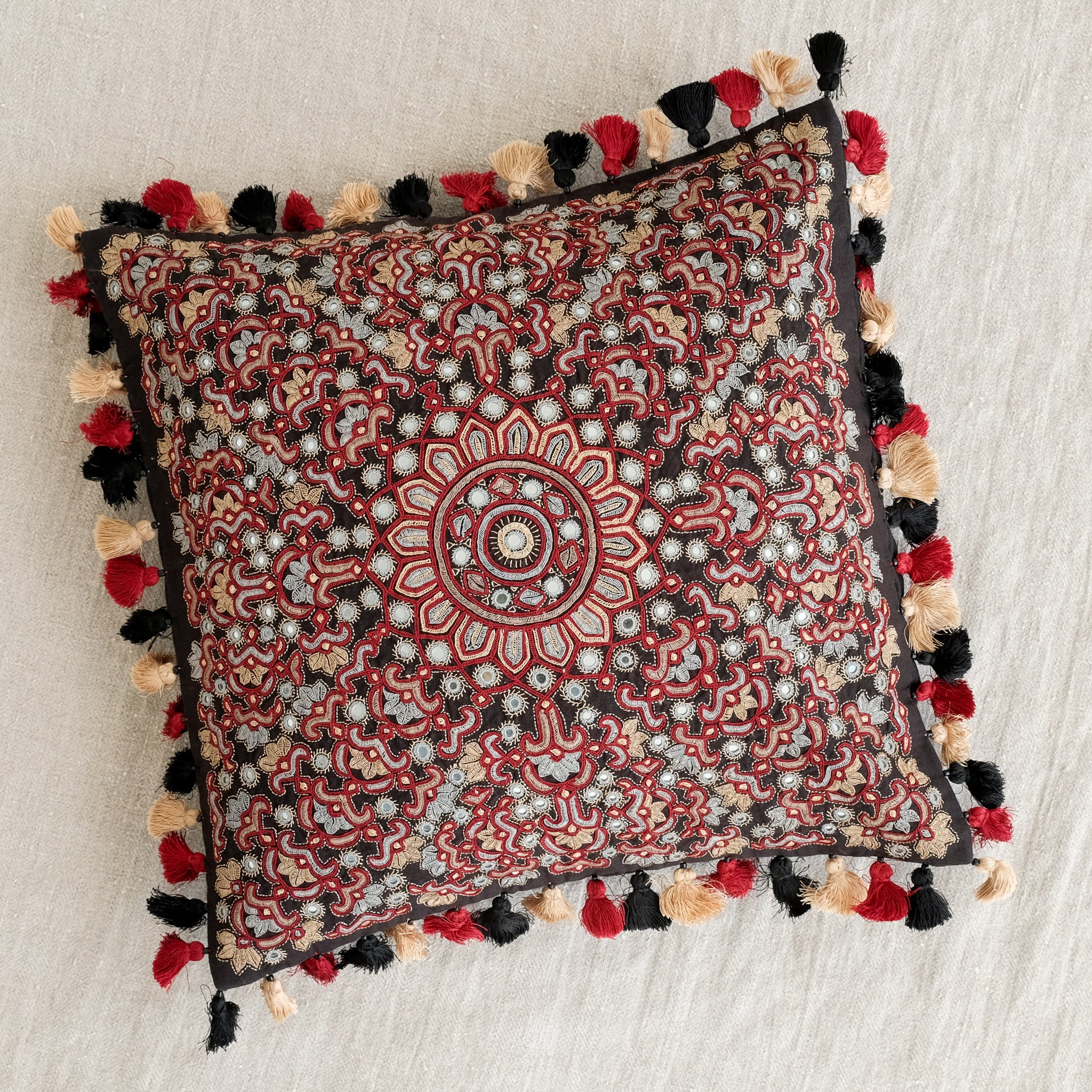 Kachchh Embroidery - 16" Cushion Cover - Meghwar - Whimsical - Image 3