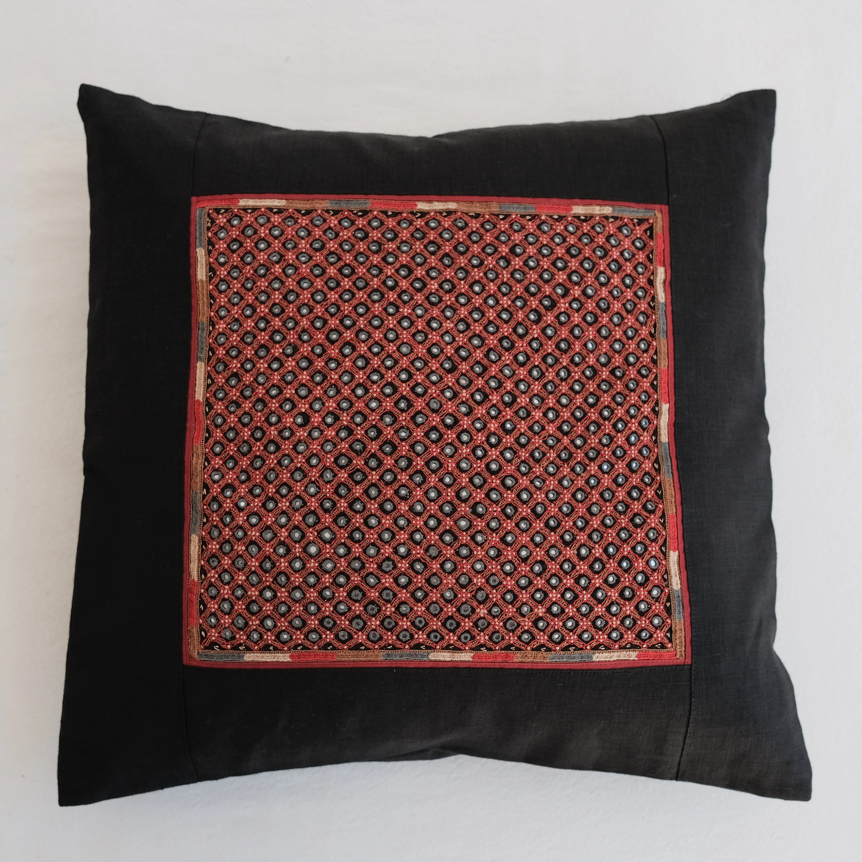 Kachchh Embroidery - 16" Cushion Cover - Mutwa Celestial Red - Image 3