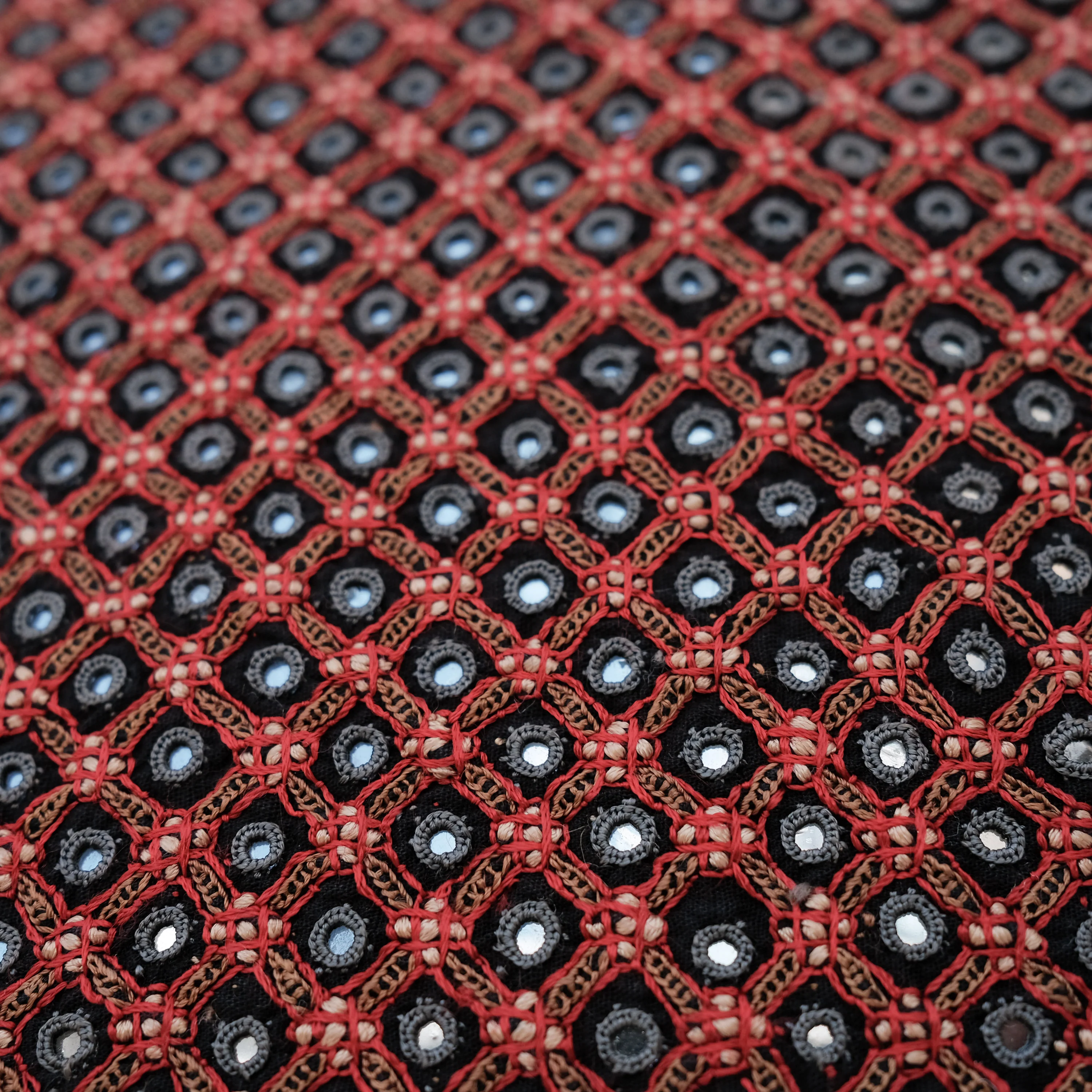 Kachchh Embroidery - 16" Cushion Cover - Mutwa Celestial Red - Image 4