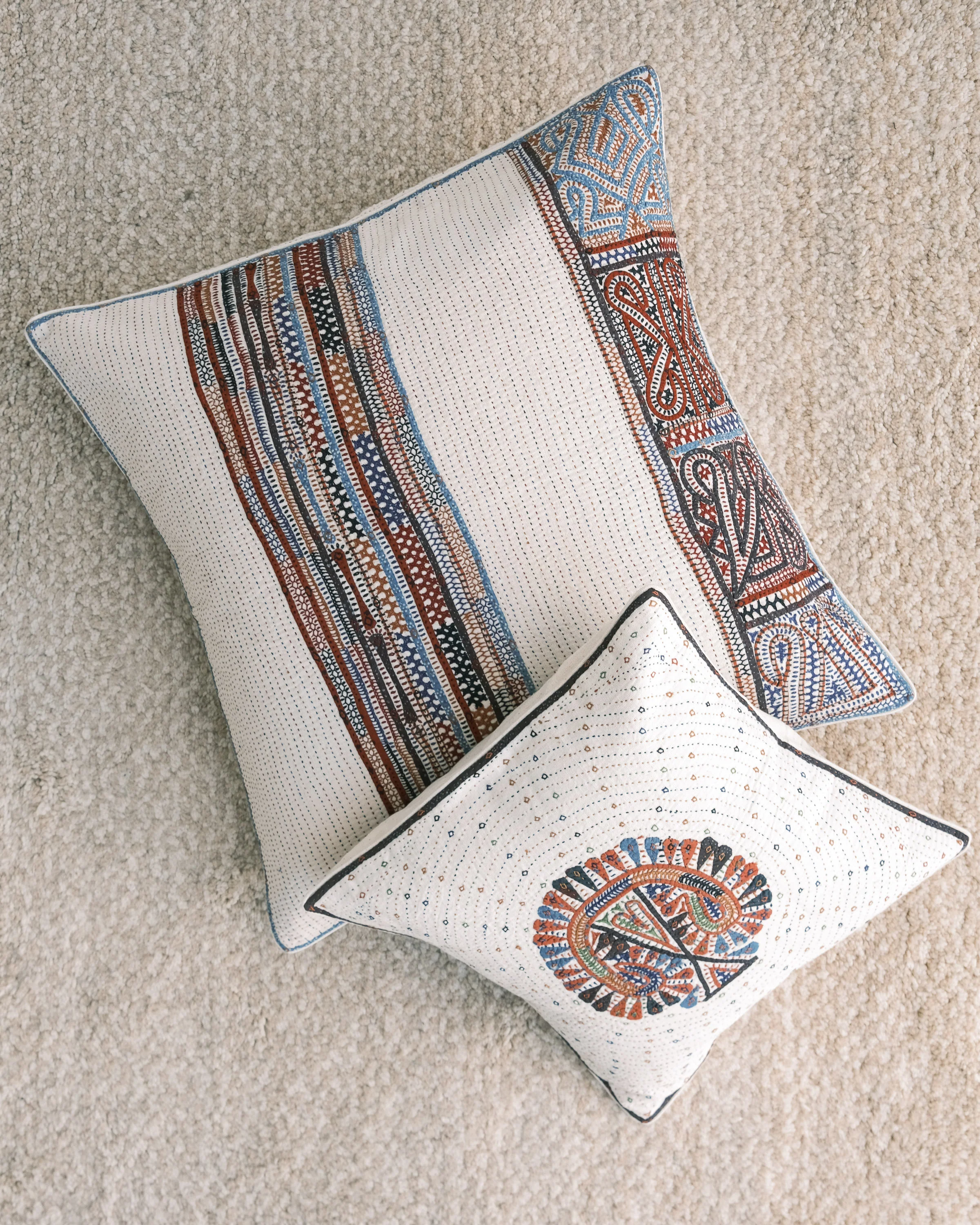 Kachchh Embroidery - 24" Cushion Cover - Dhebaria Rabari - Village Life