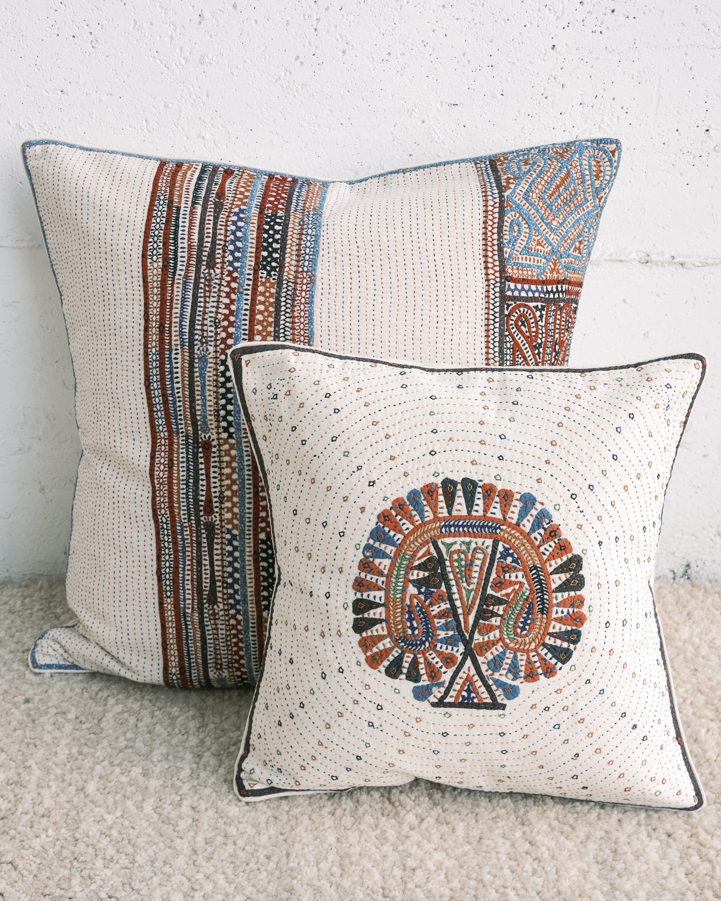 Kachchh Embroidery - 24" Cushion Cover - Dhebaria Rabari - Village Life - Image 5