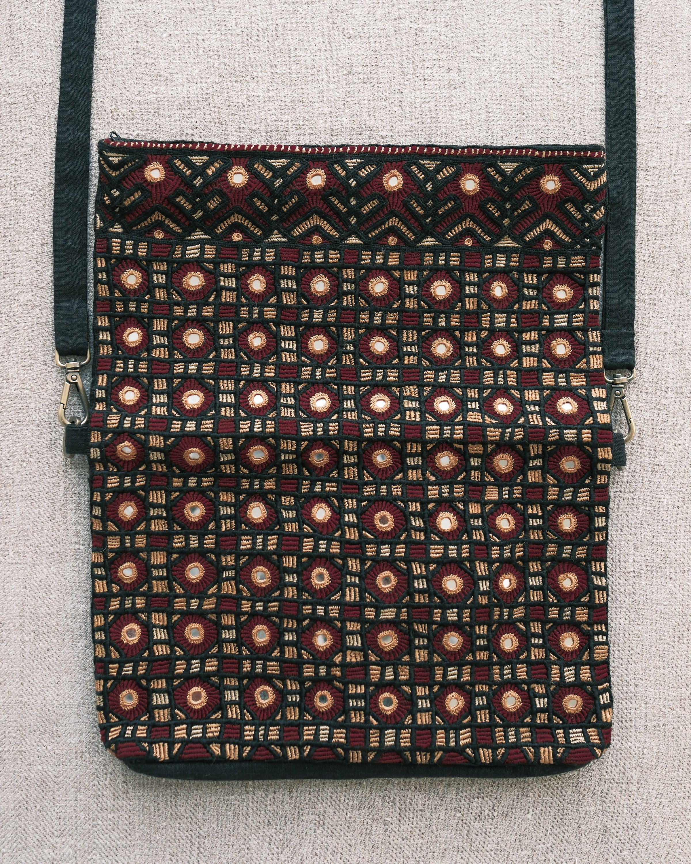 Kachchh Embroidery - Folded Bag / Clutch - Dhanetah Jat - Golden Moons - Image 3