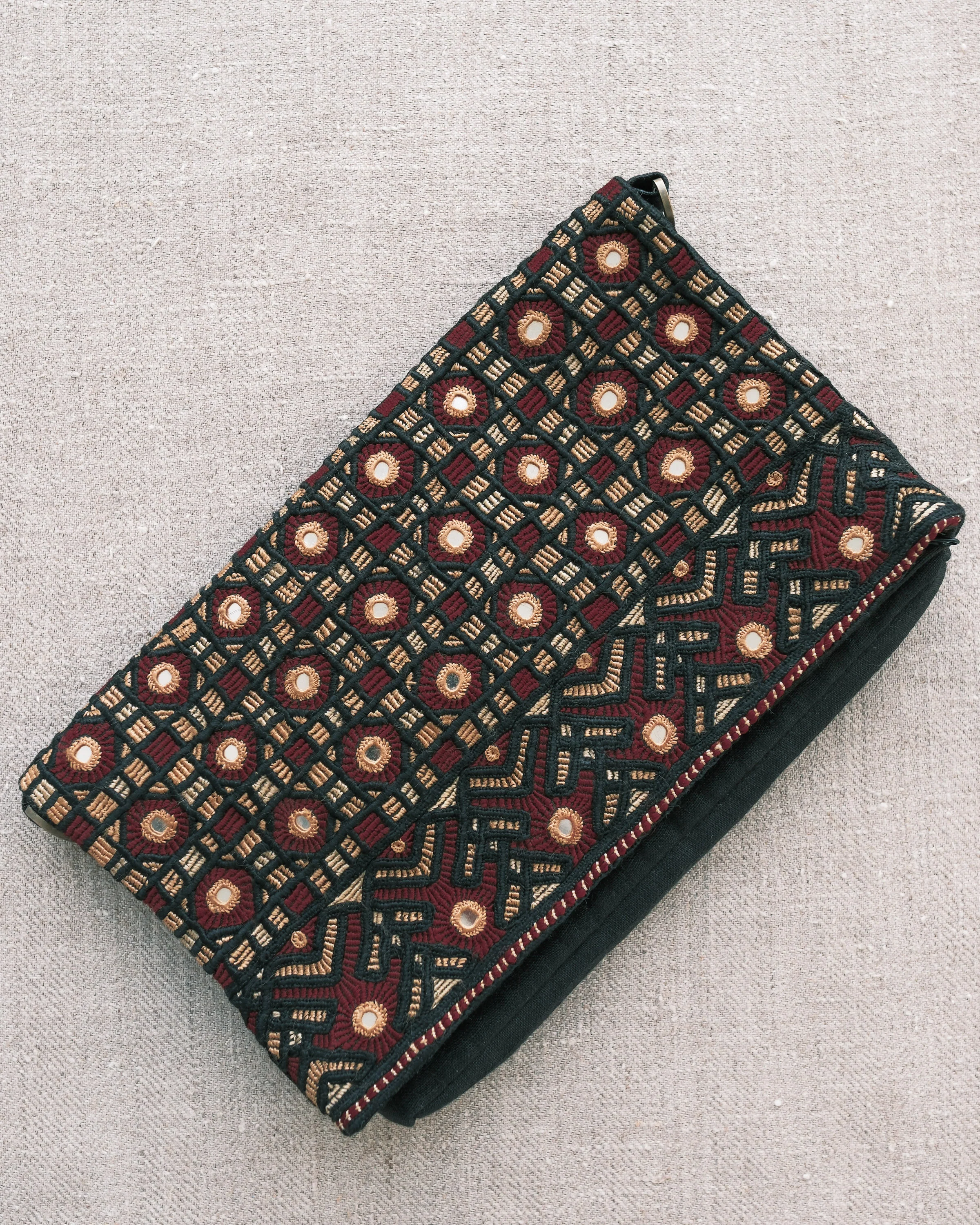 Kachchh Embroidery - Folded Bag / Clutch - Dhanetah Jat - Golden Moons - Image 6
