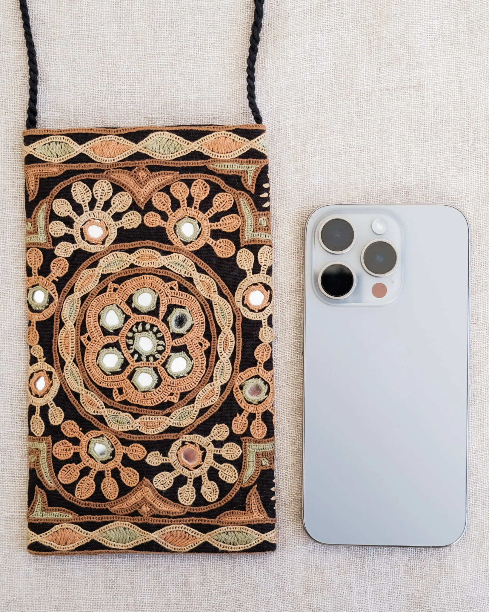 Kachchh Embroidery - Phone Pouch - Ahir - Sienna