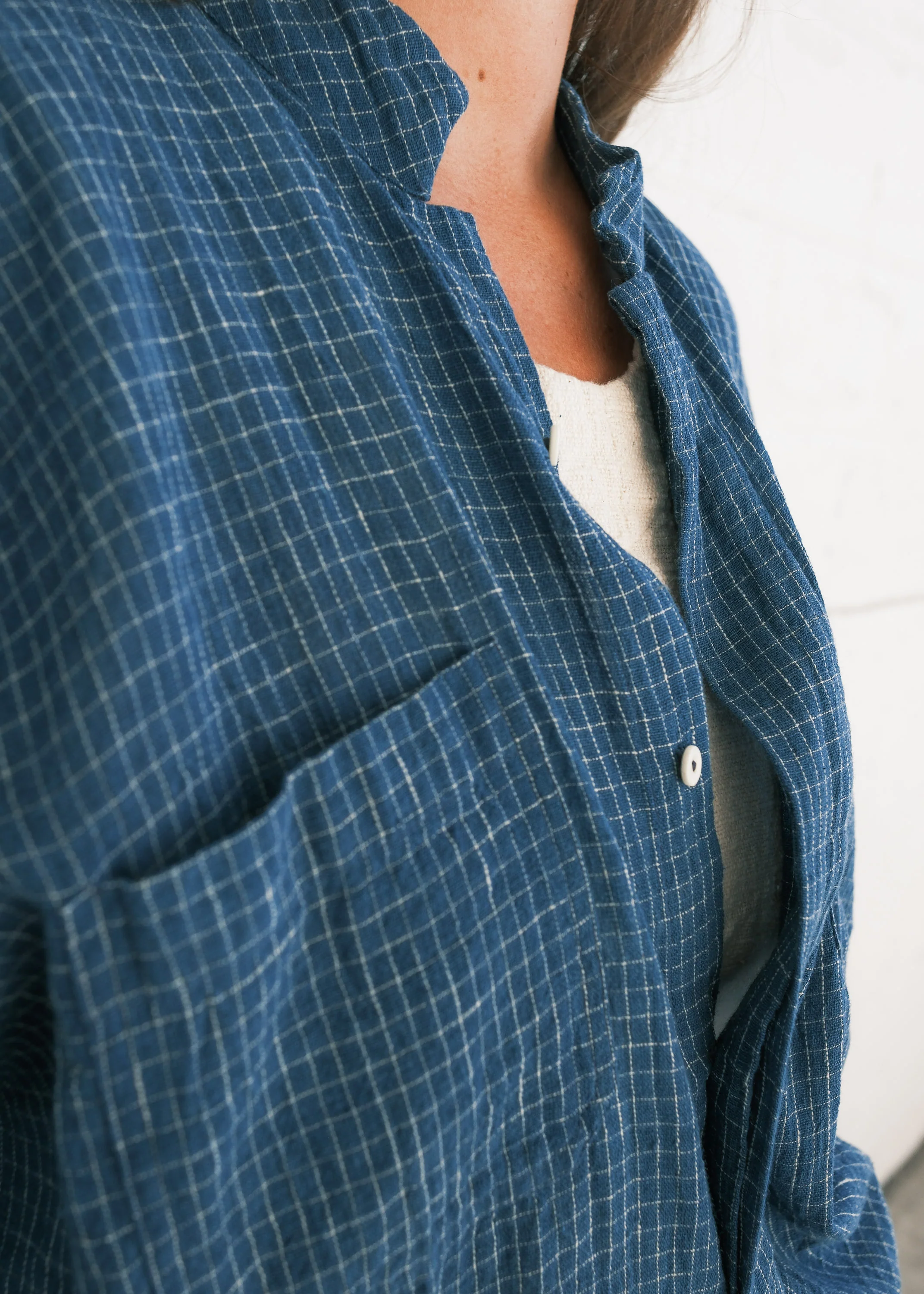 Kailash Shirt - Handwoven Kala Cotton - Pacific - Image 6