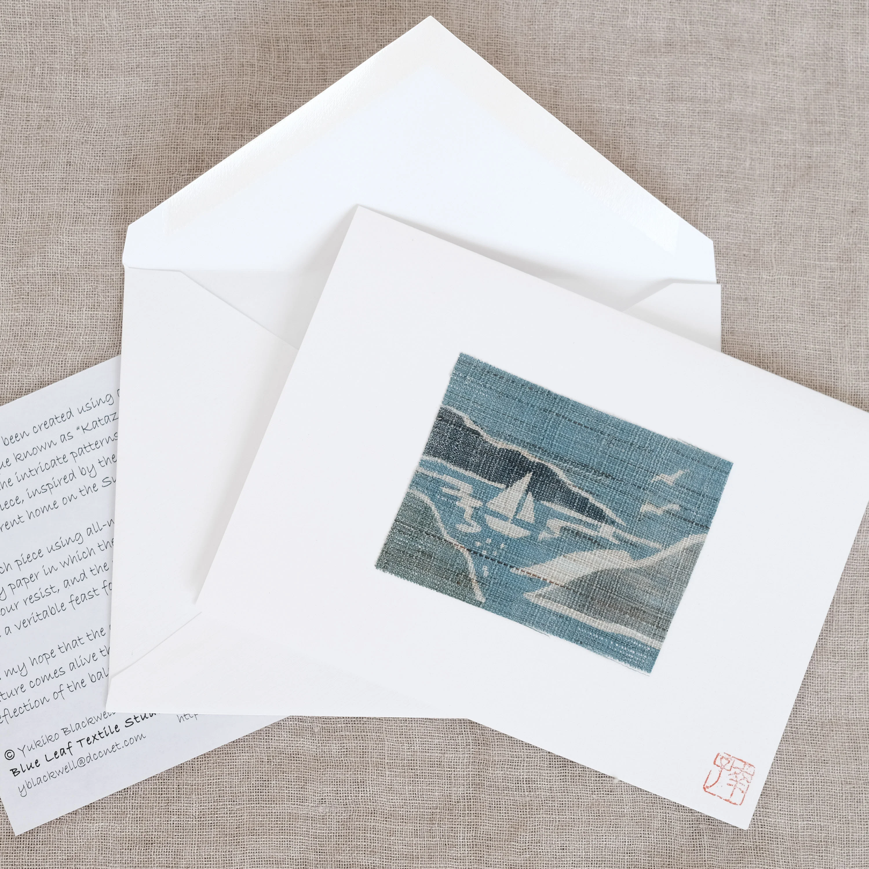 Katazome Card by Yukiko Blackwell - Sailboat - Image 2