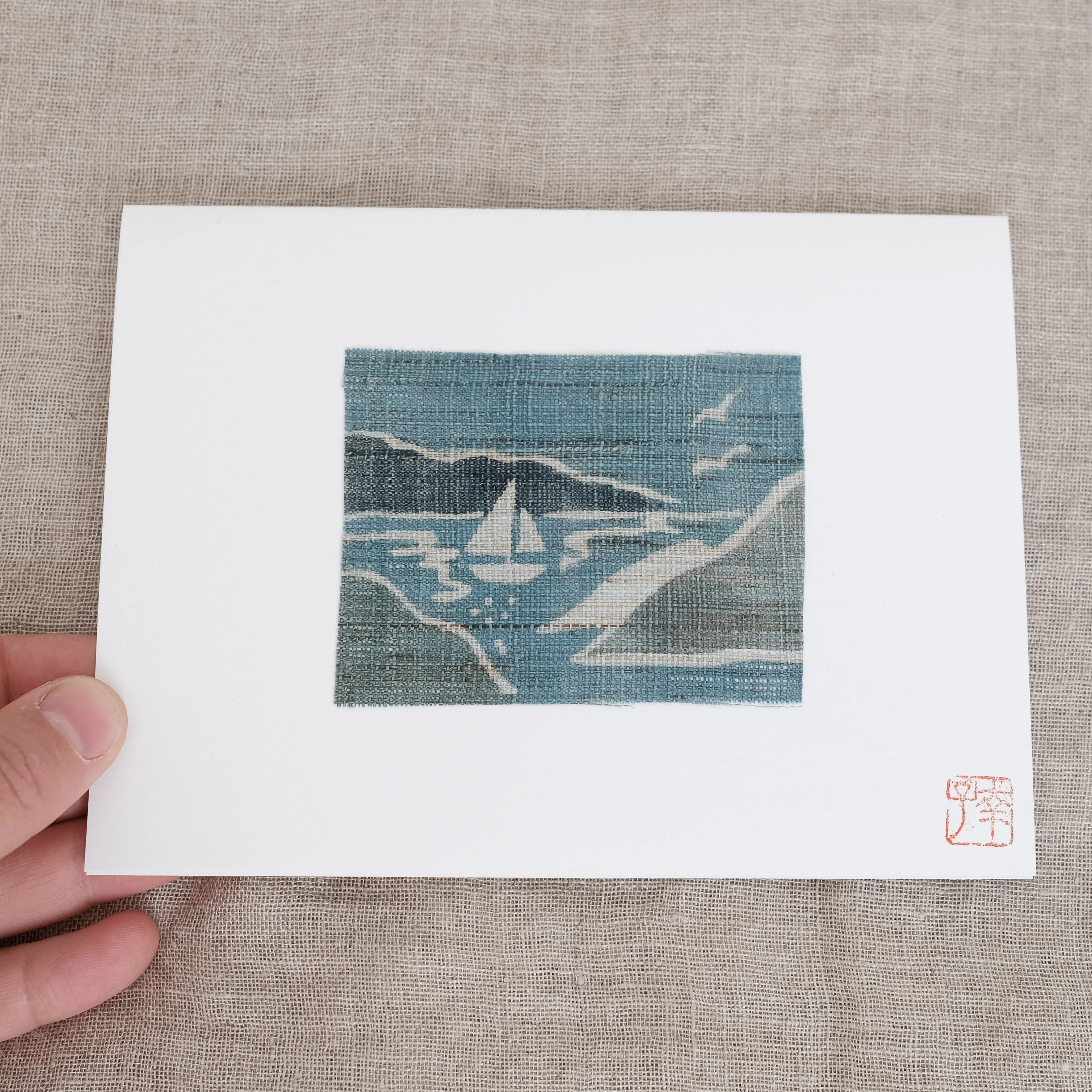 Katazome Card by Yukiko Blackwell - Sailboat - Image 4