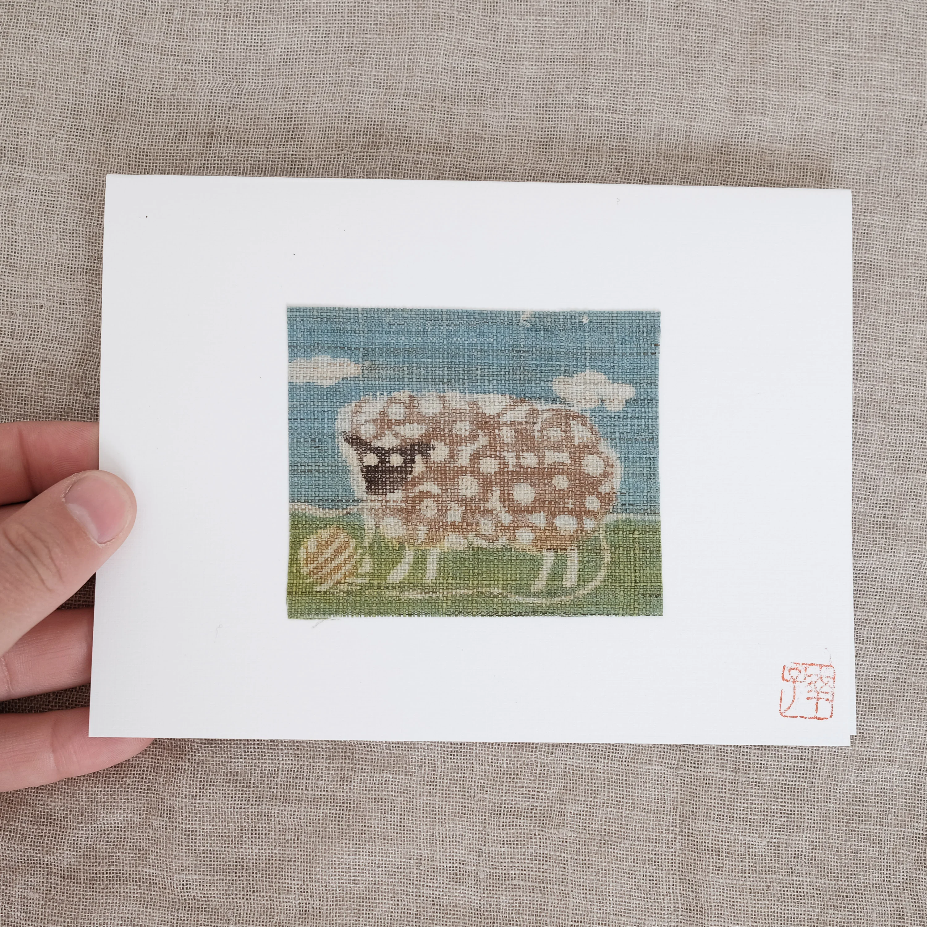 Katazome Card by Yukiko Blackwell - Sheep - Image 4