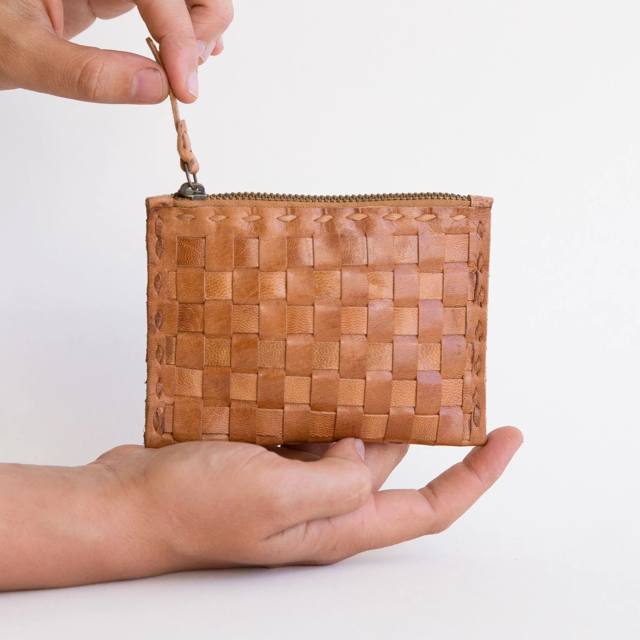 Leather Woven Card Case - Small - Tan - Image 5