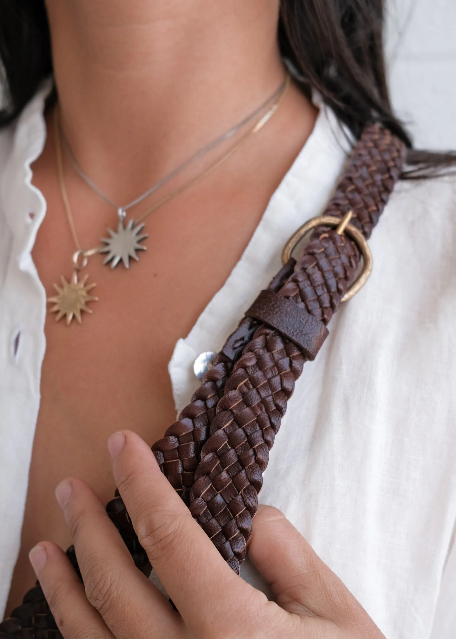 Leather Dewdrop Bag - Braided - Brown - Image 6