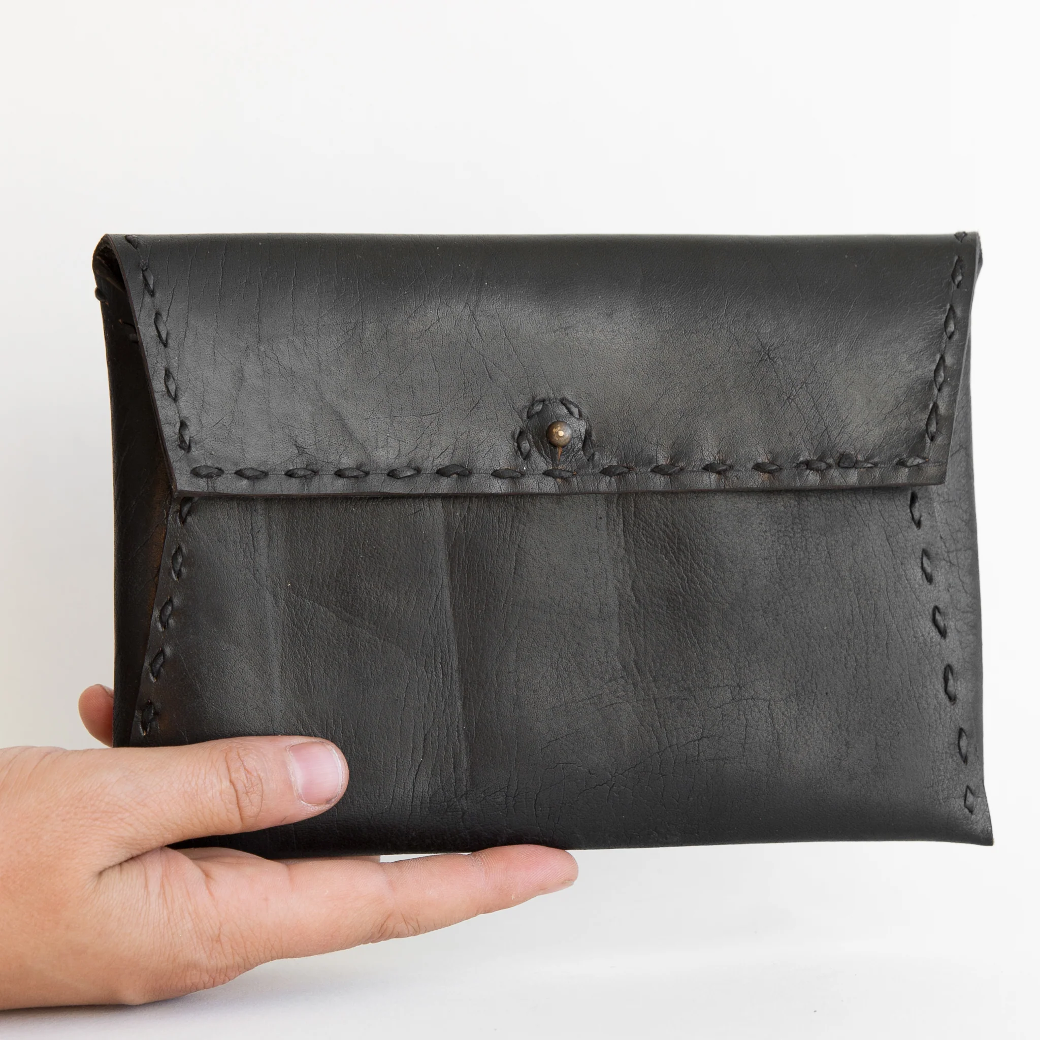 Leather Envelope Pouch - Black