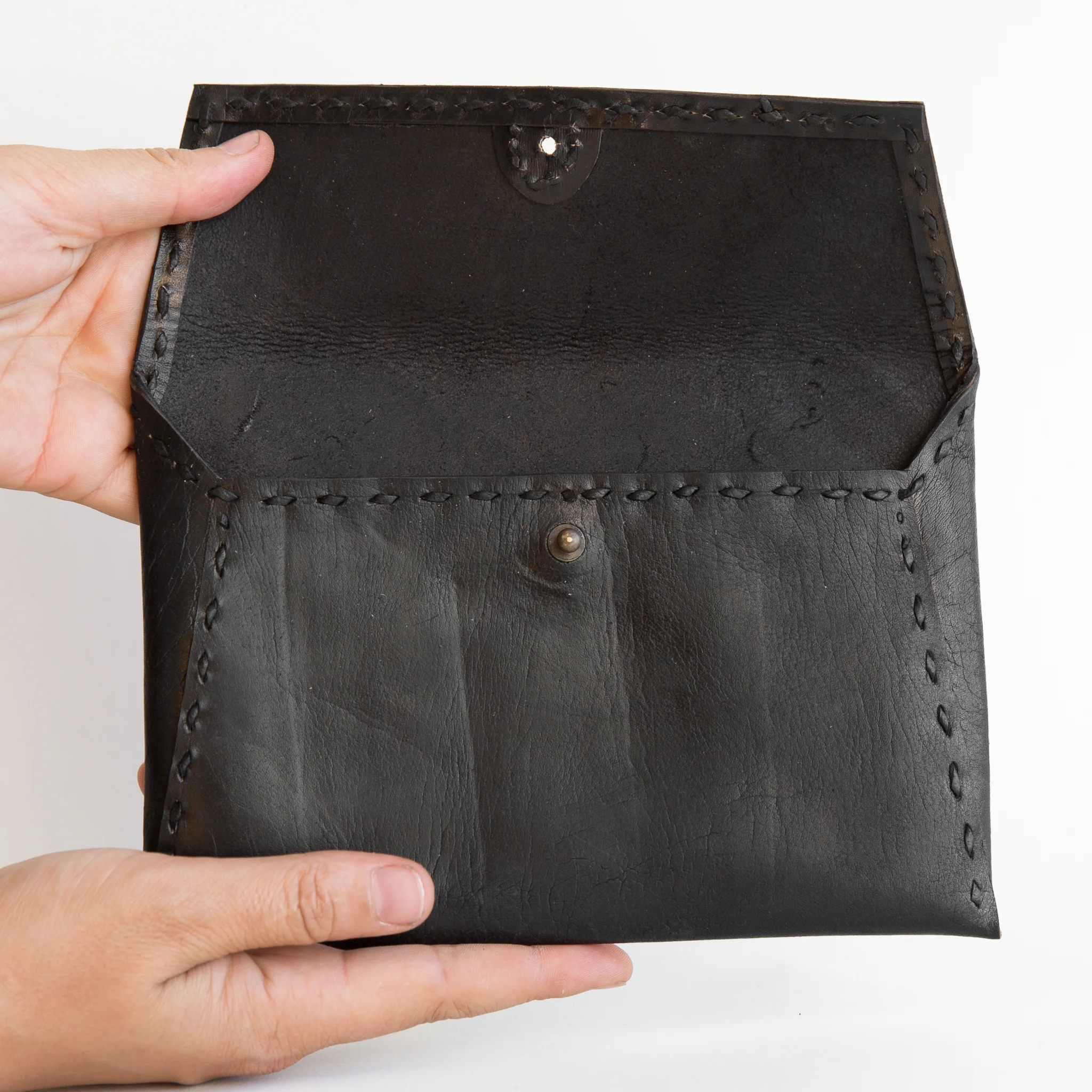 Leather Envelope Pouch - Black - Image 2