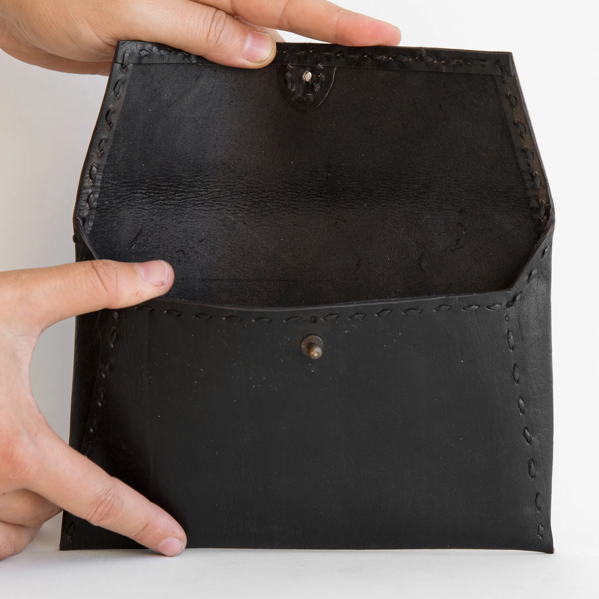 Leather Envelope Pouch - Black - Image 3
