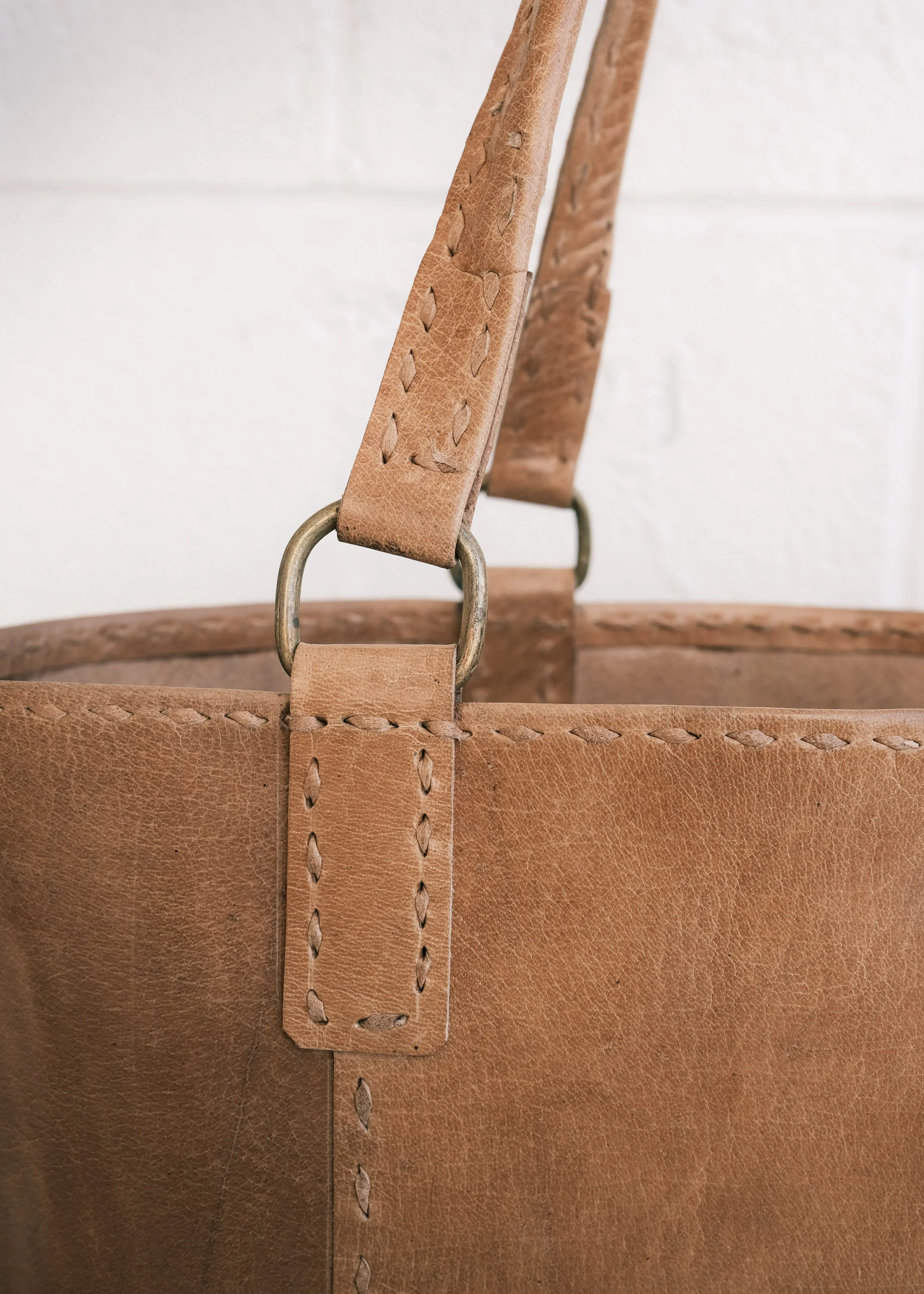 Leather Market Bag - Tan - Image 4