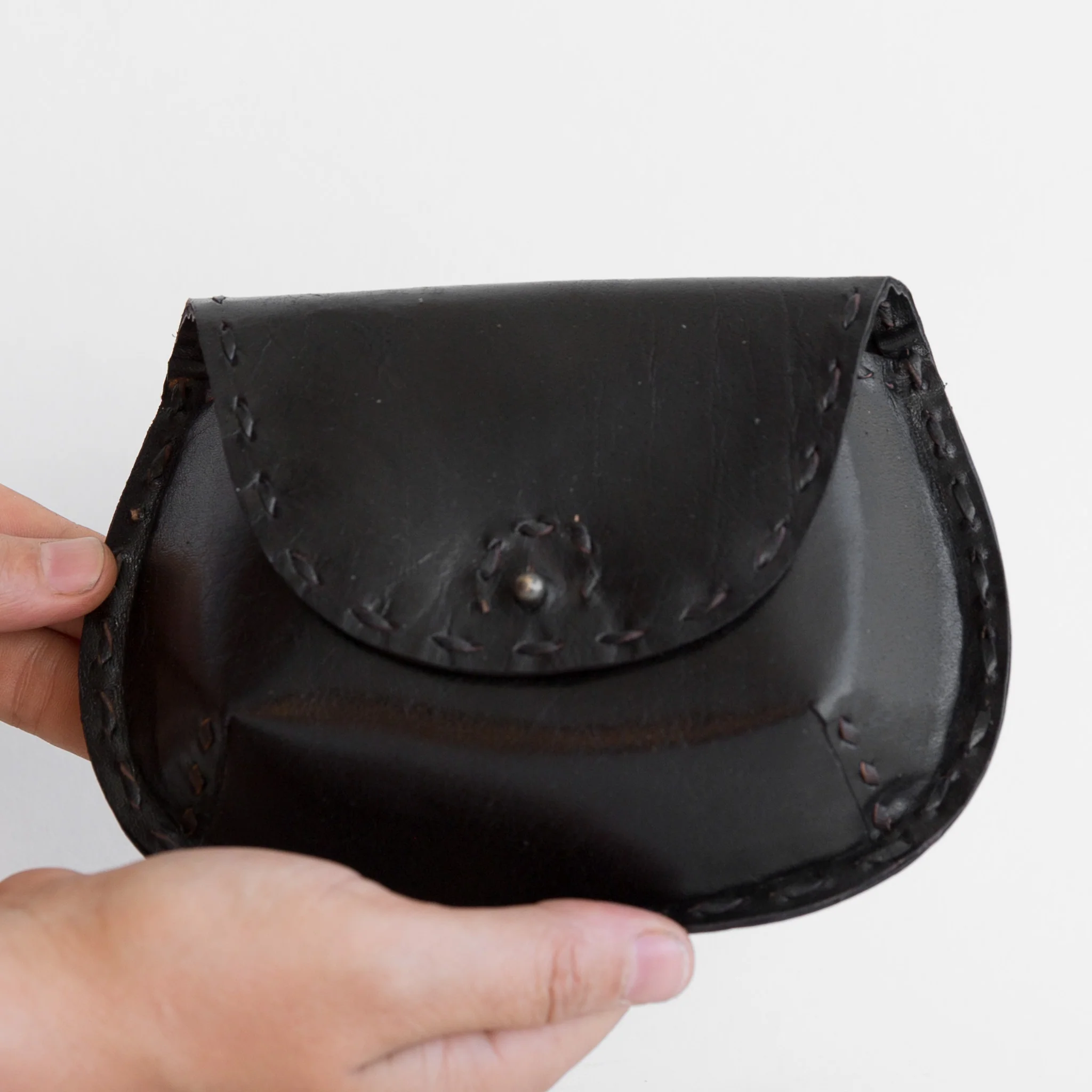 Leather Teardrop Pouch - Black