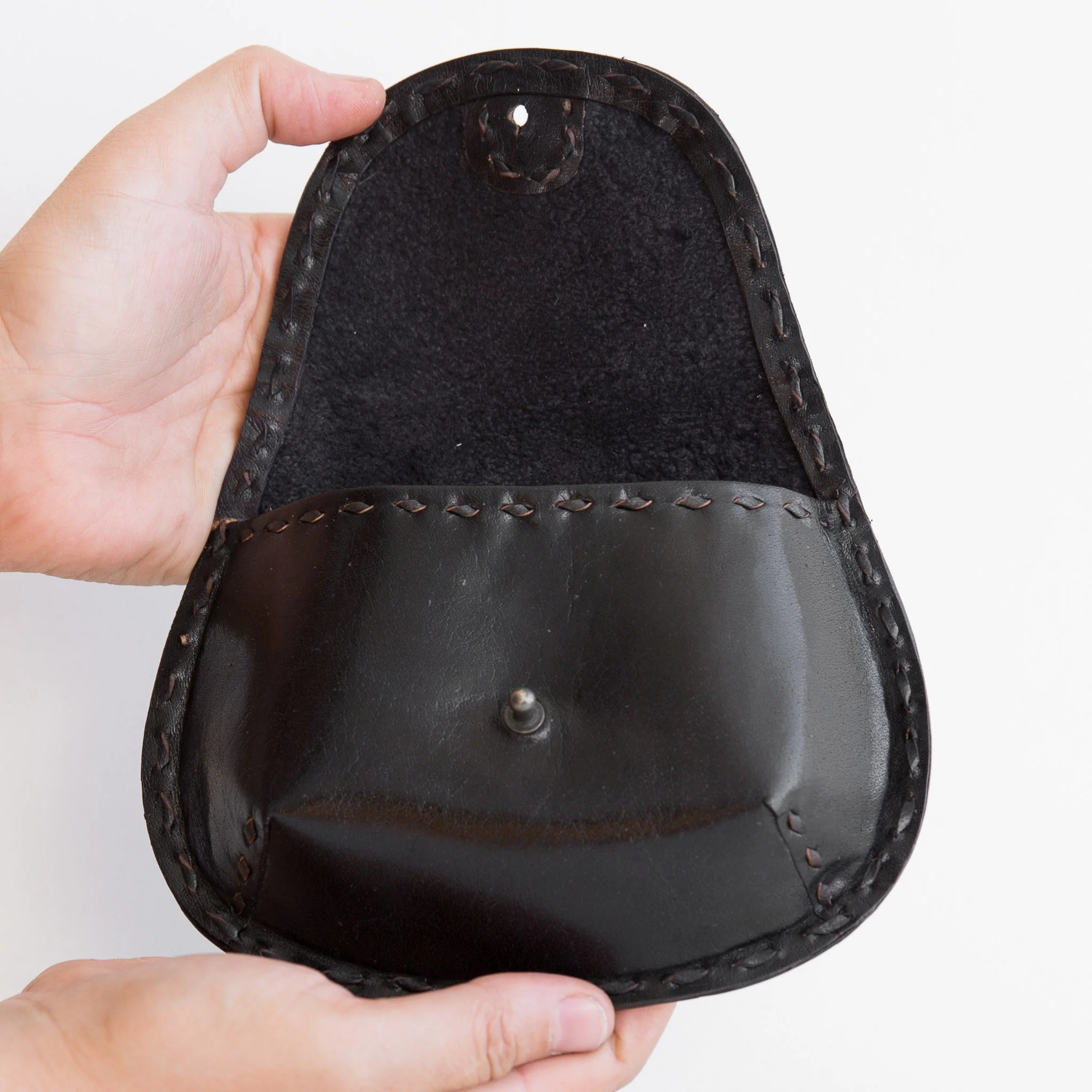 Leather Teardrop Pouch - Black - Image 2