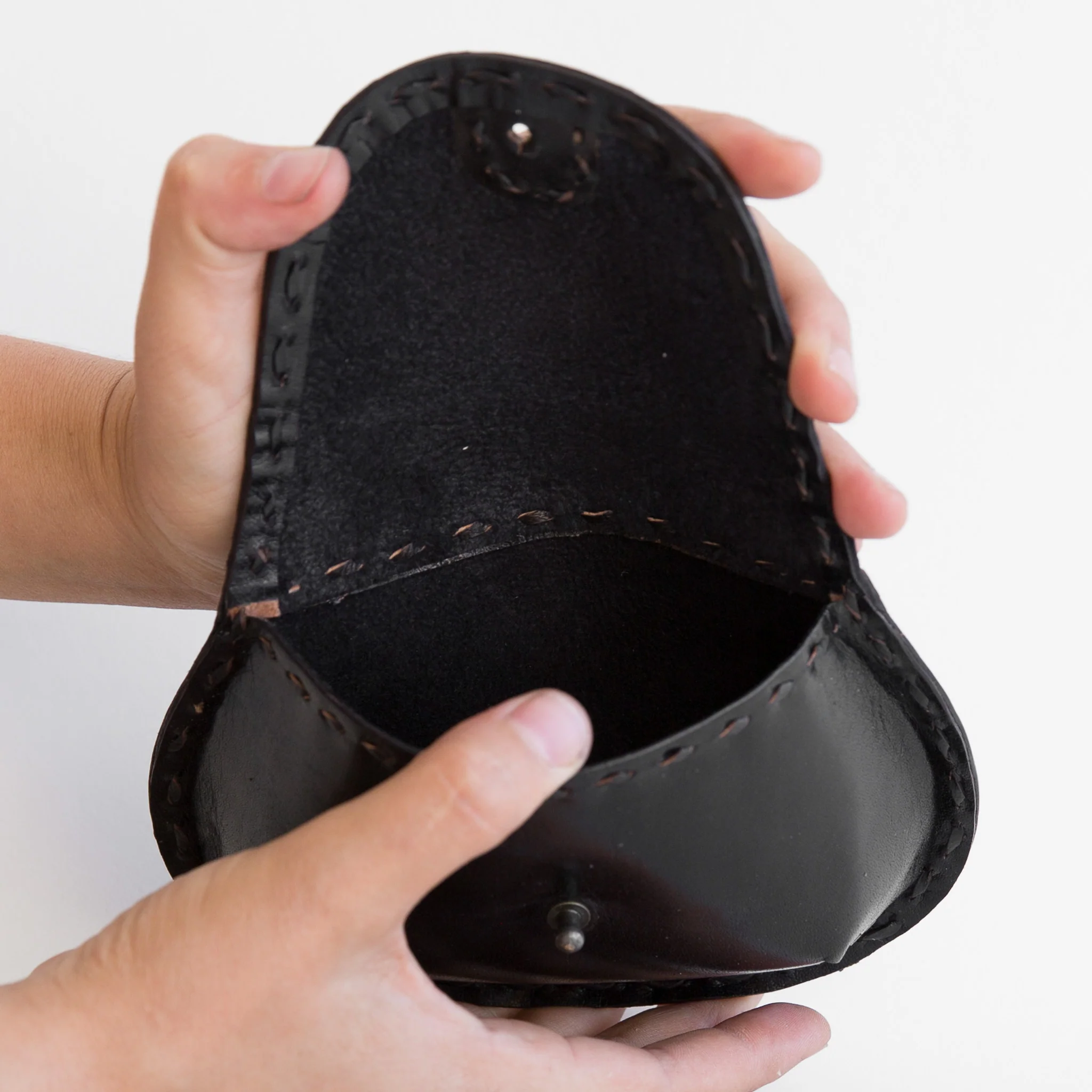 Leather Teardrop Pouch - Black - Image 3