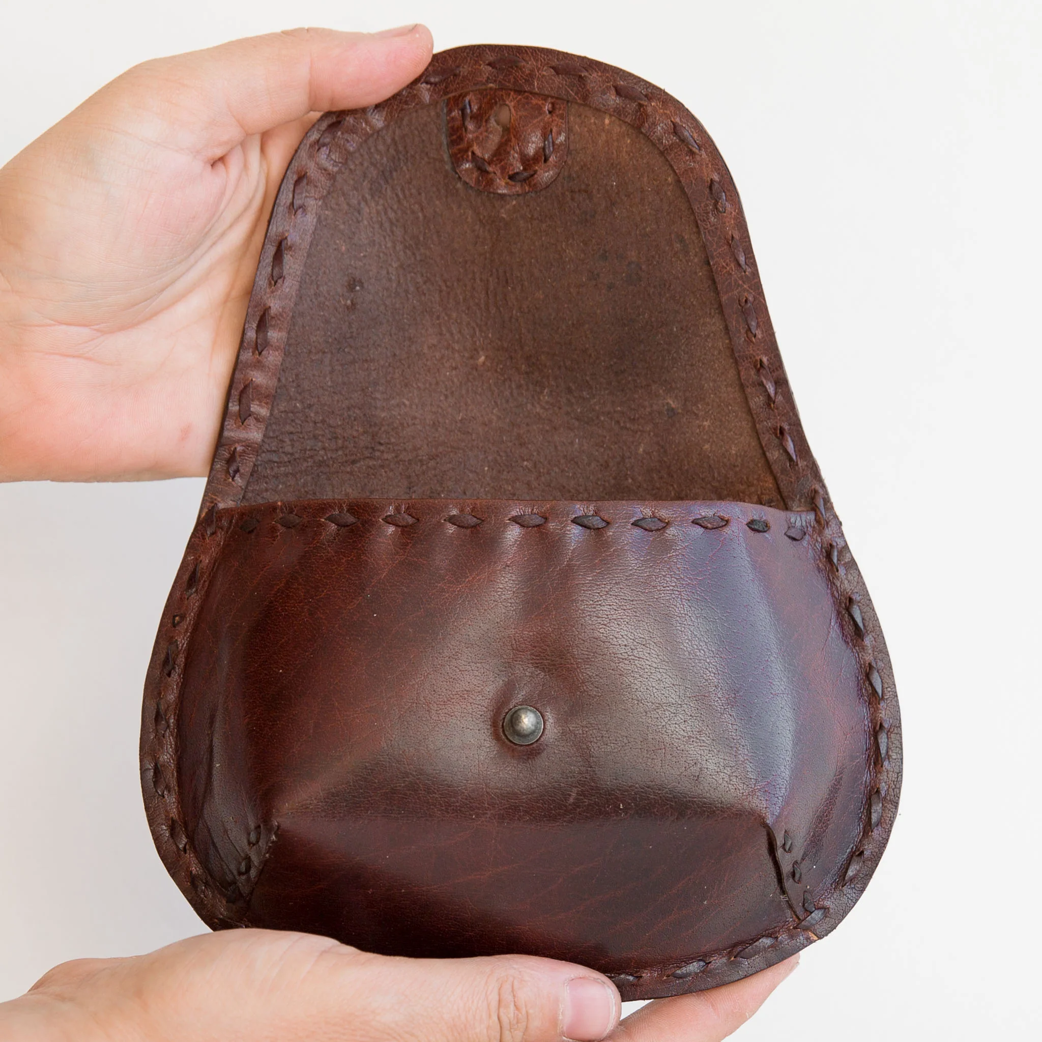 Leather Teardrop Pouch - Brown - Image 2