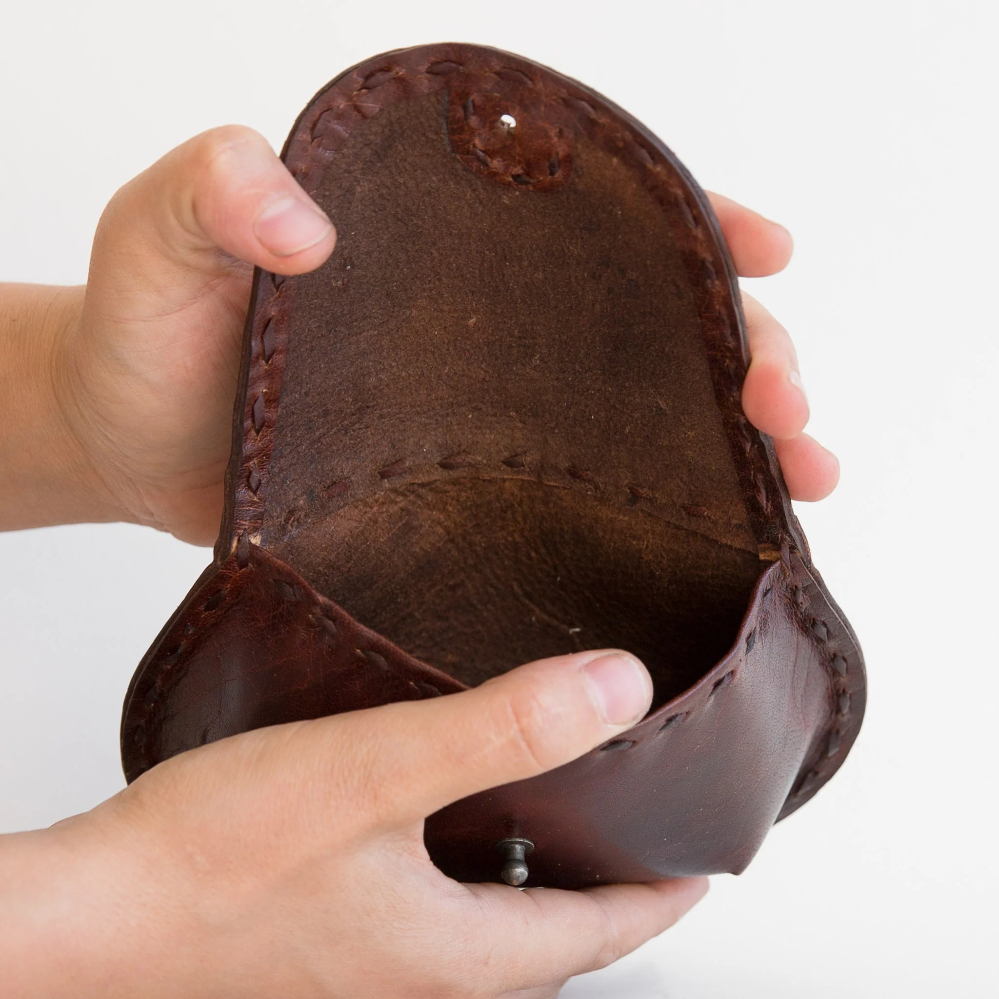 Leather Teardrop Pouch - Brown - Image 3
