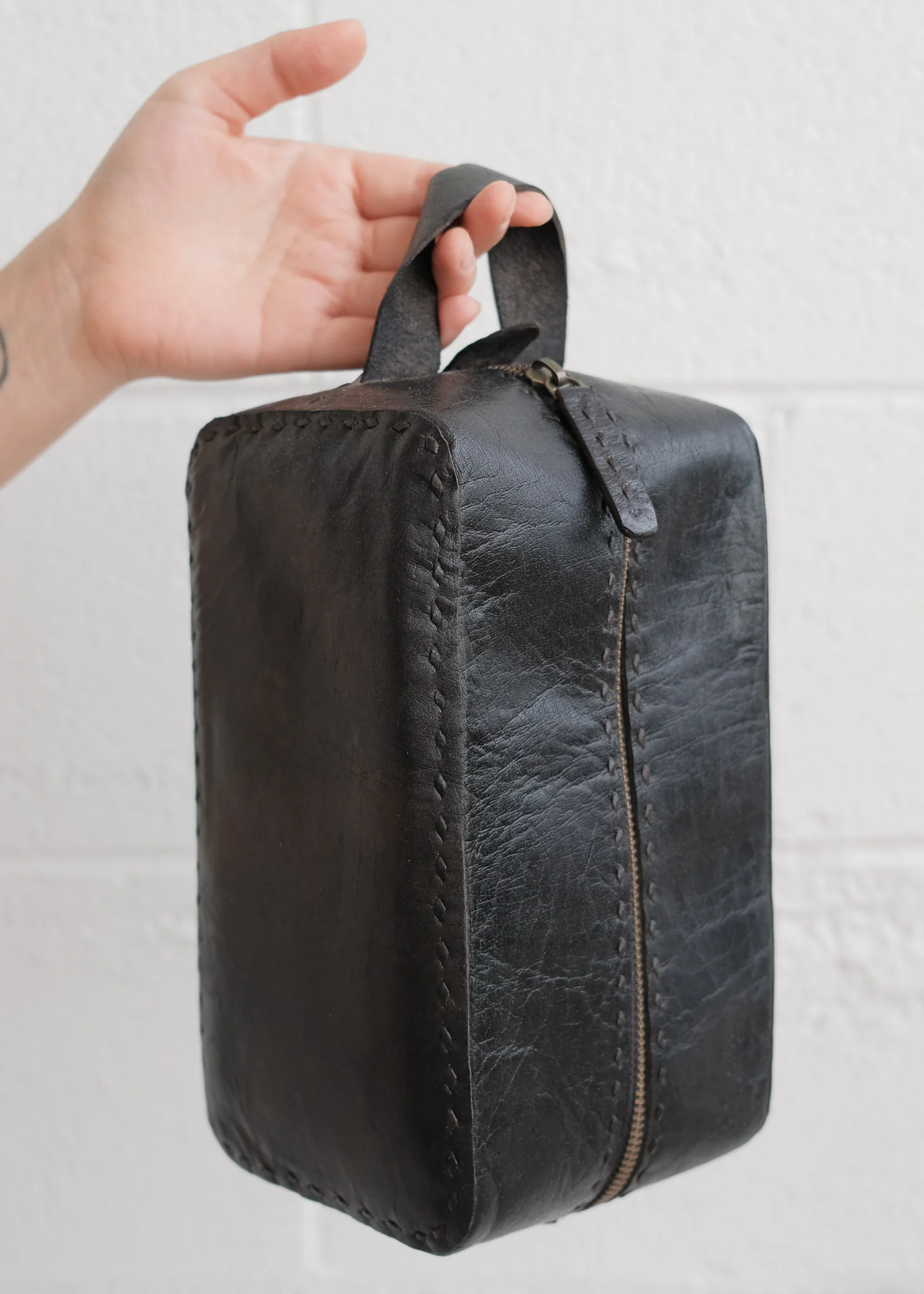 Leather Travel Pouch - Black - Image 4