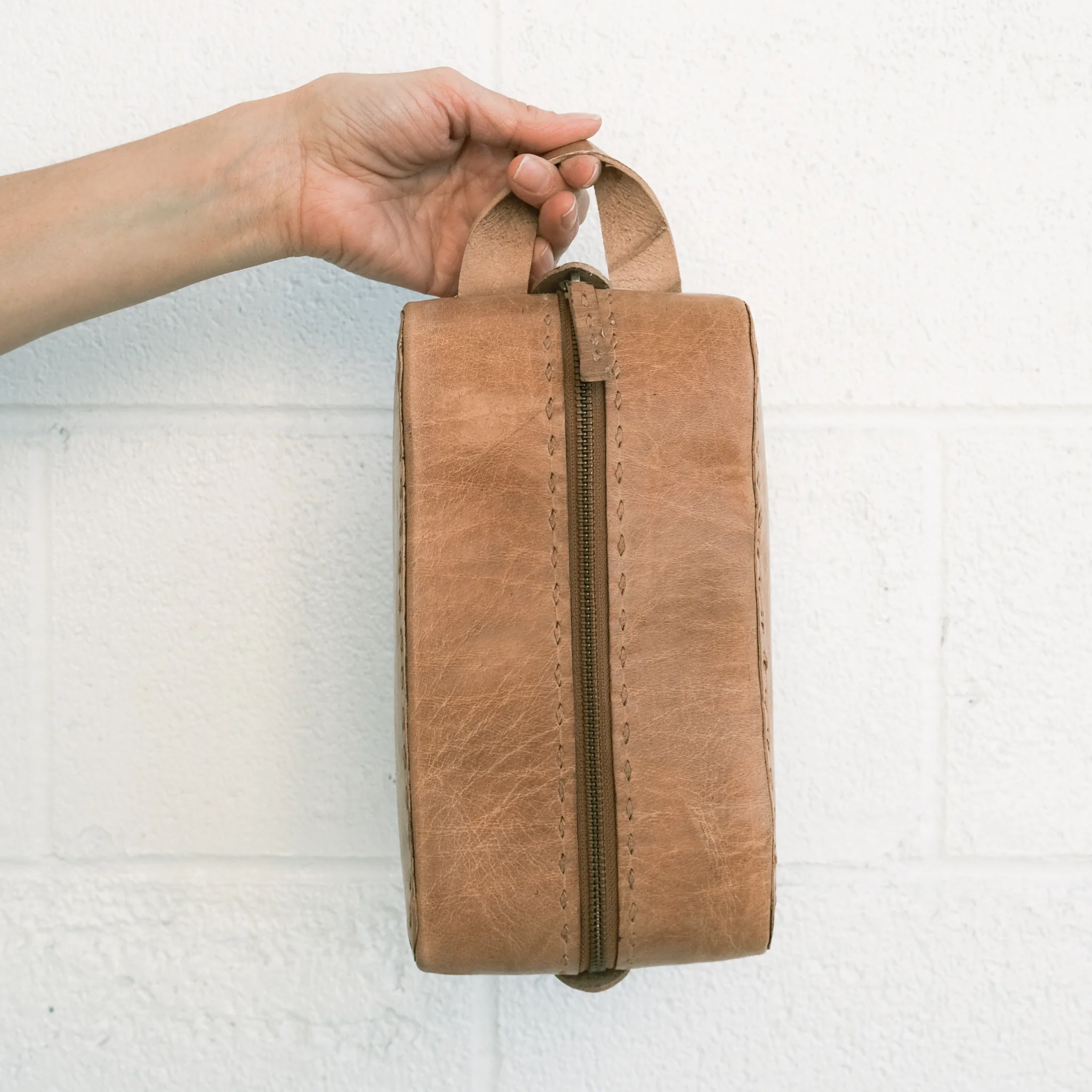Leather Travel Pouch - Tan - Image 6