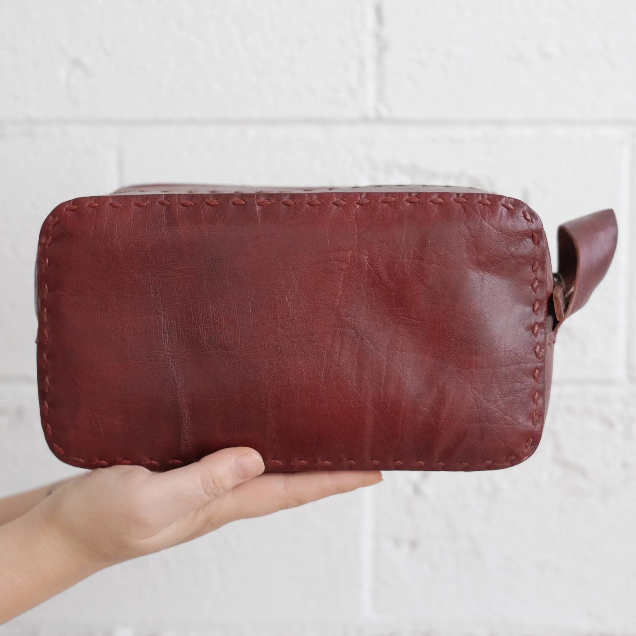 Leather Travel Pouch - Red - Image 3