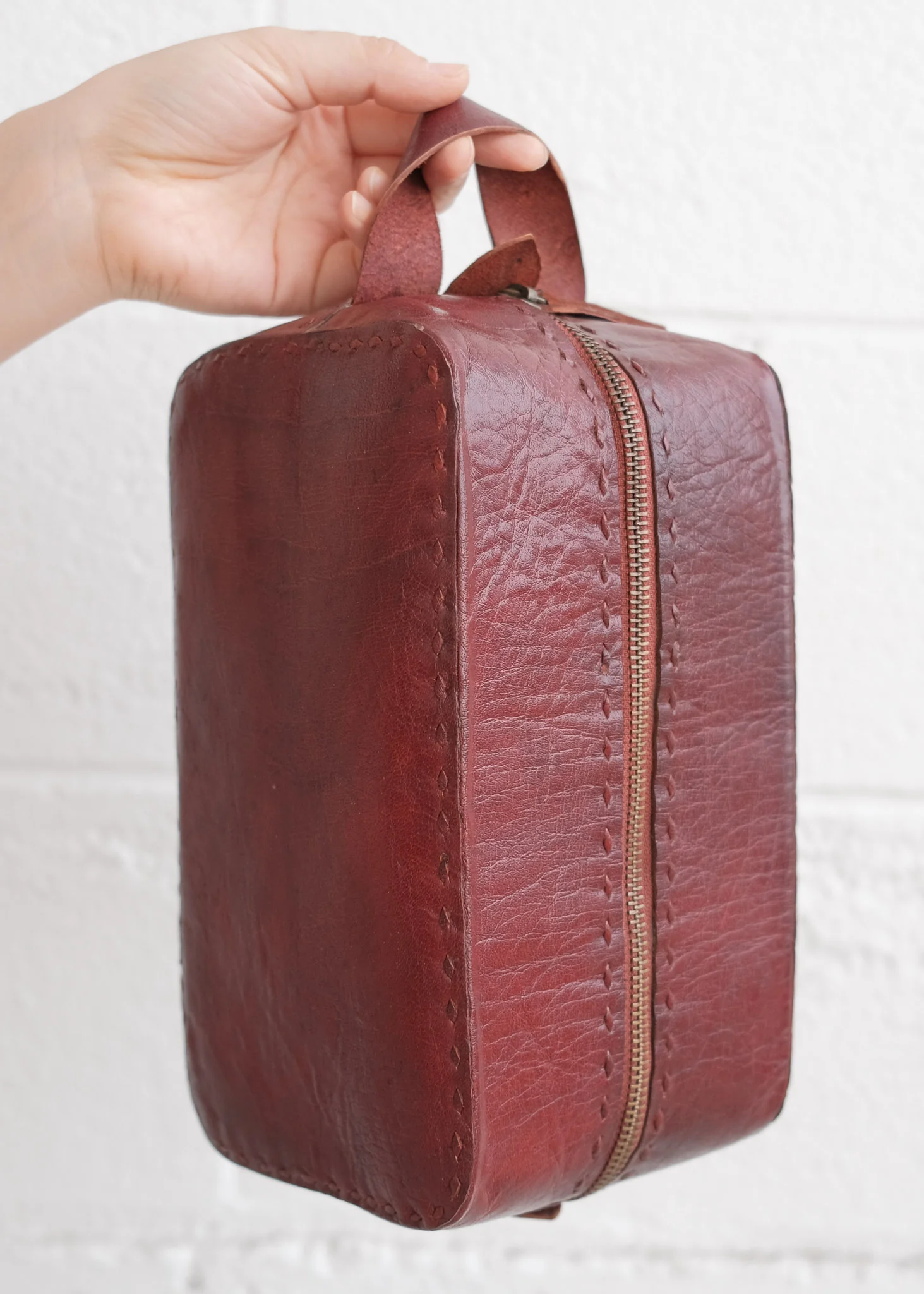 Leather Travel Pouch - Red - Image 4