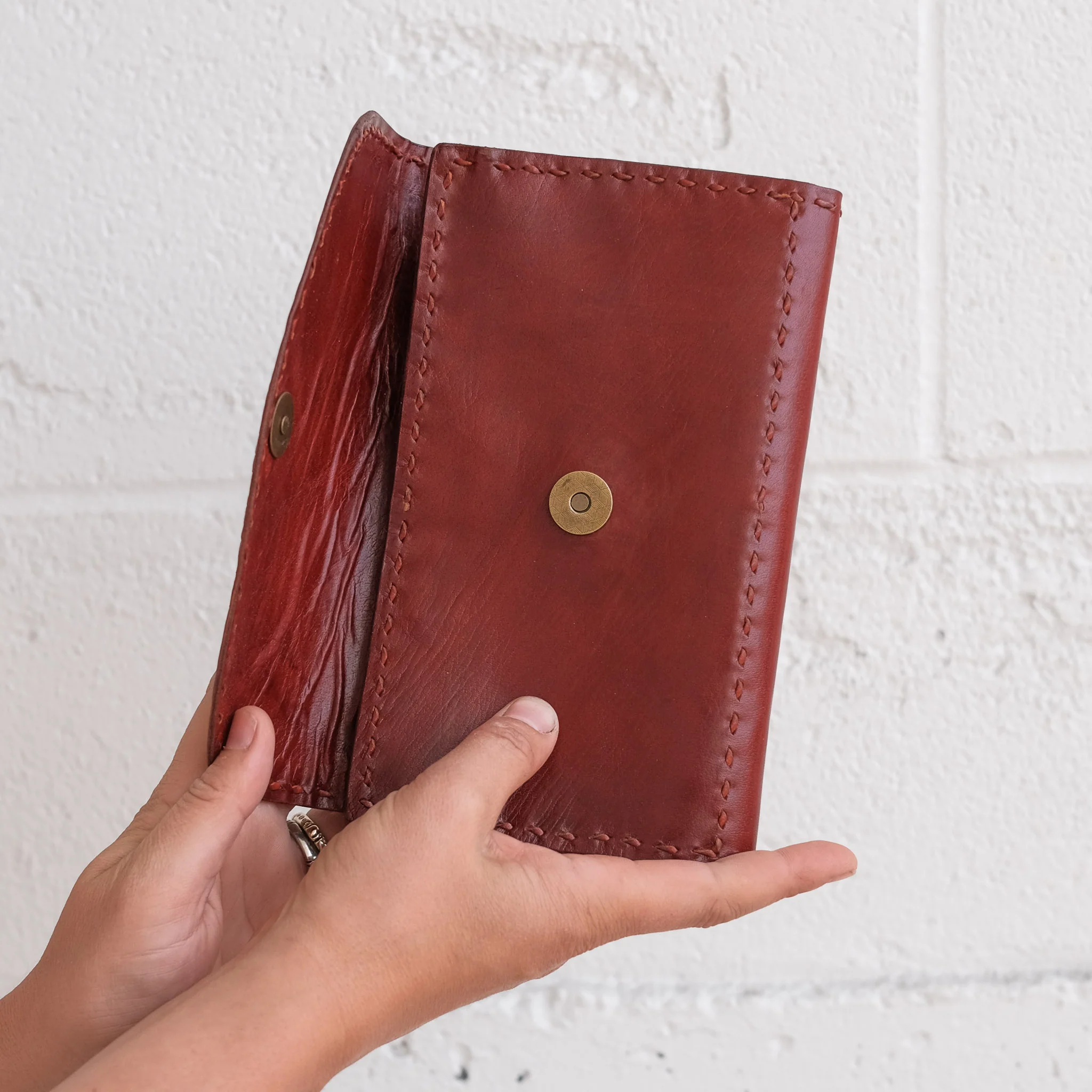 Leather Trifold Wallet - Red - Image 4