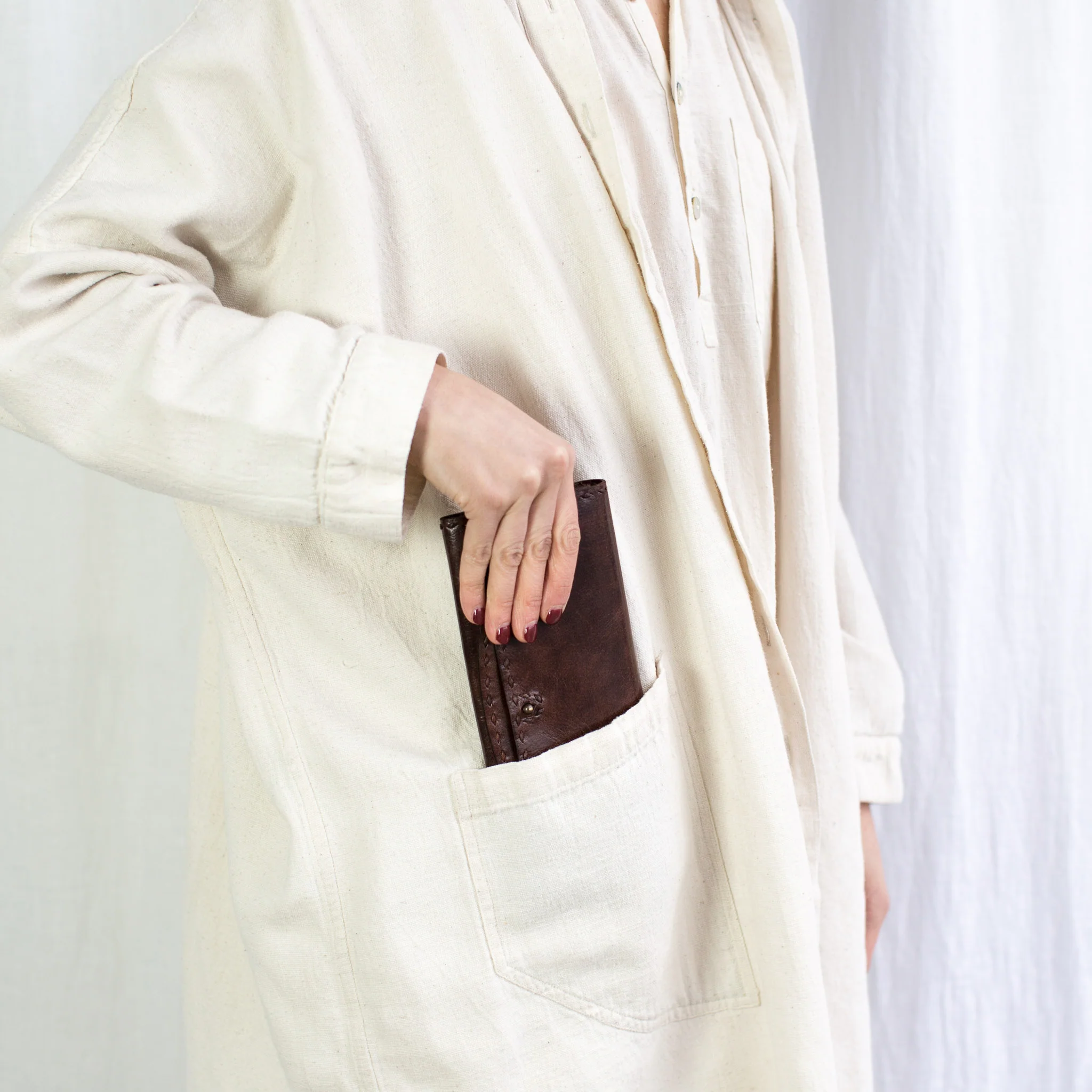 Leather Wallet Envelope - Brown - Image 5