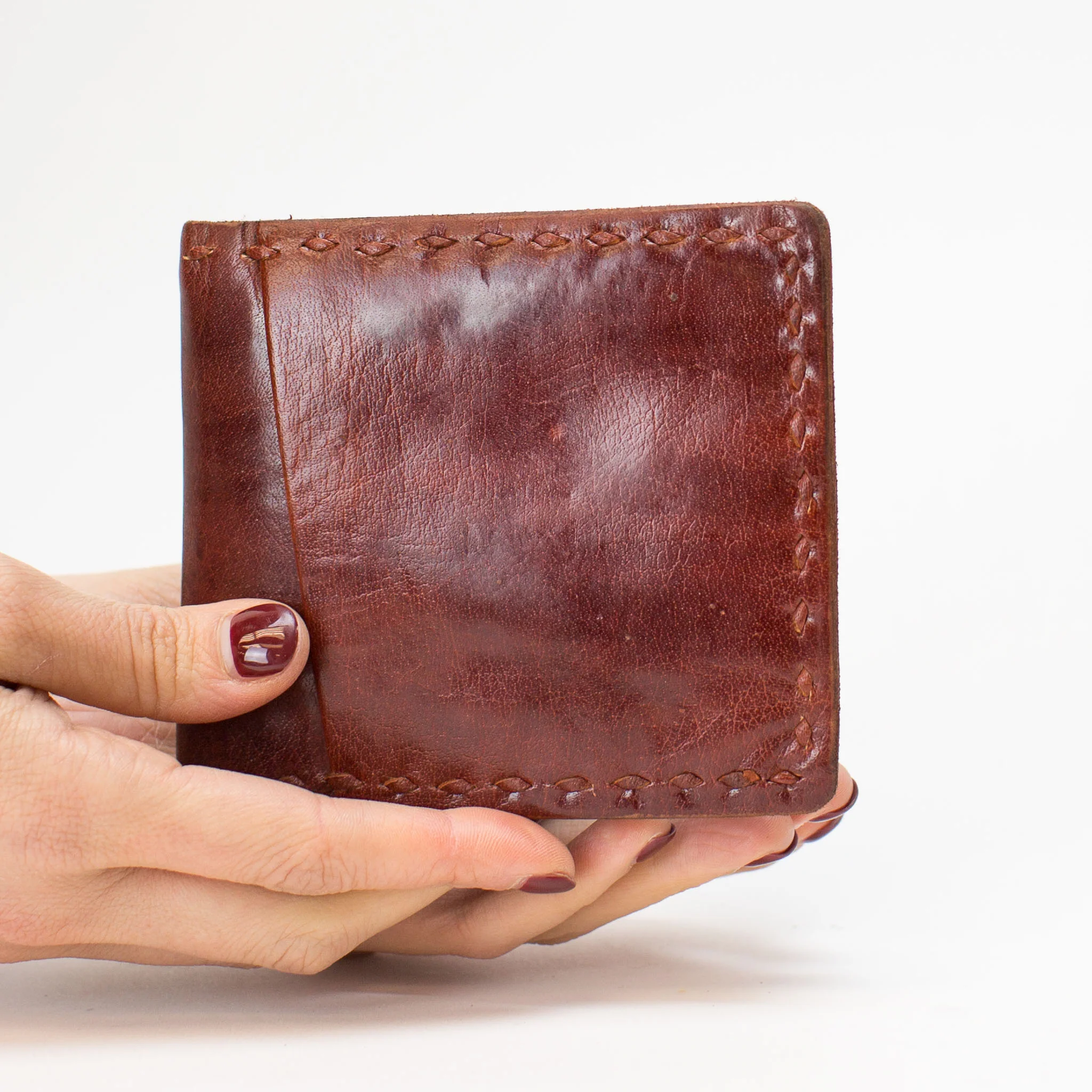 Leather Wallet Folded - Red