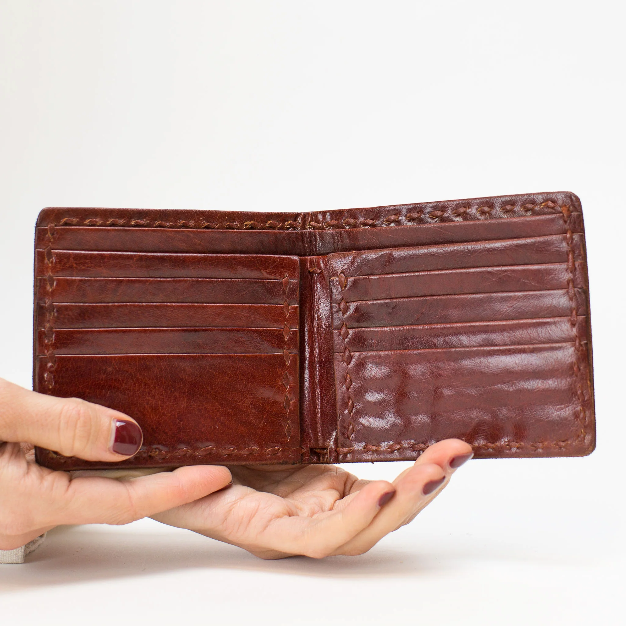 Leather Wallet Folded - Red - Image 2
