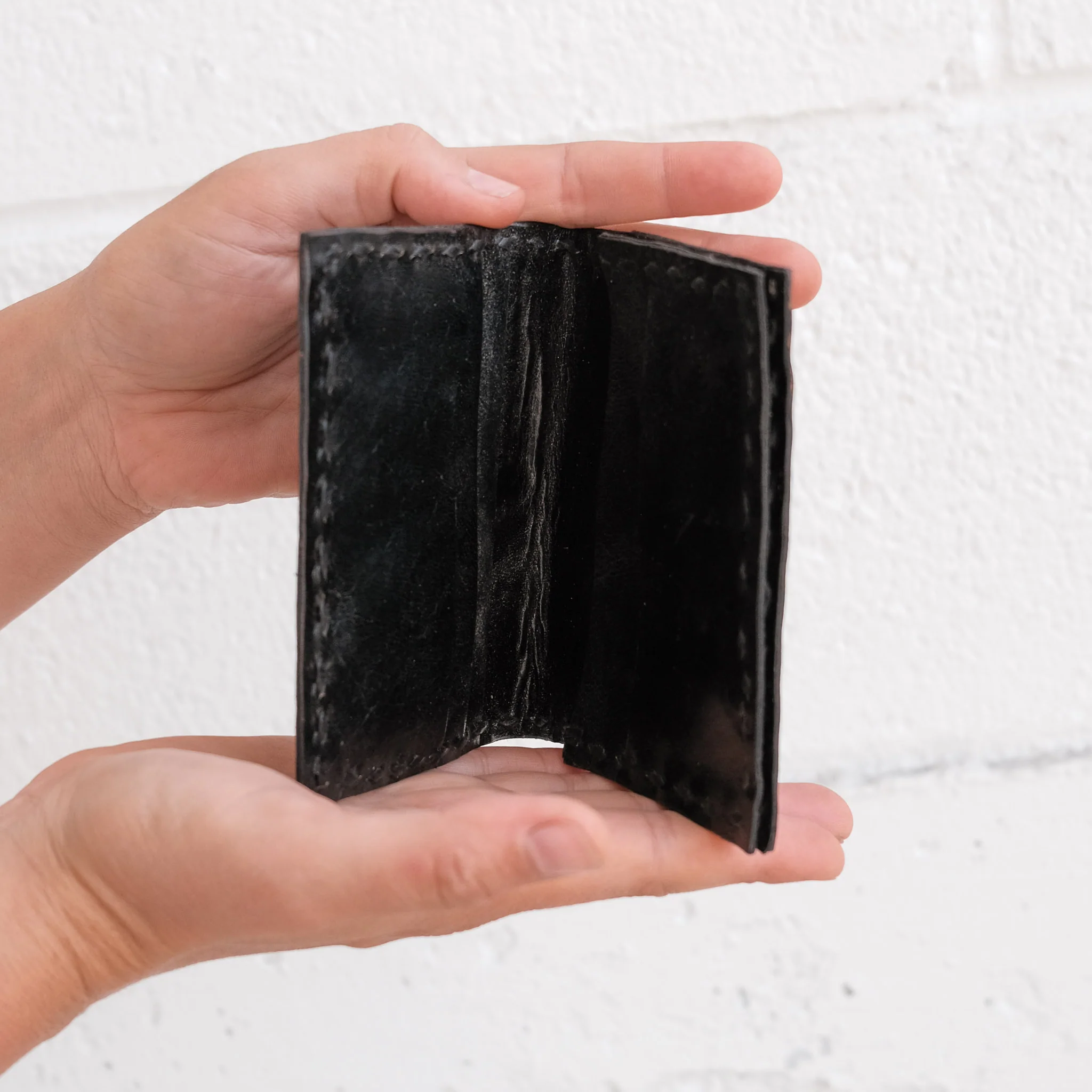 Leather Wallet Simple - Black - Image 3