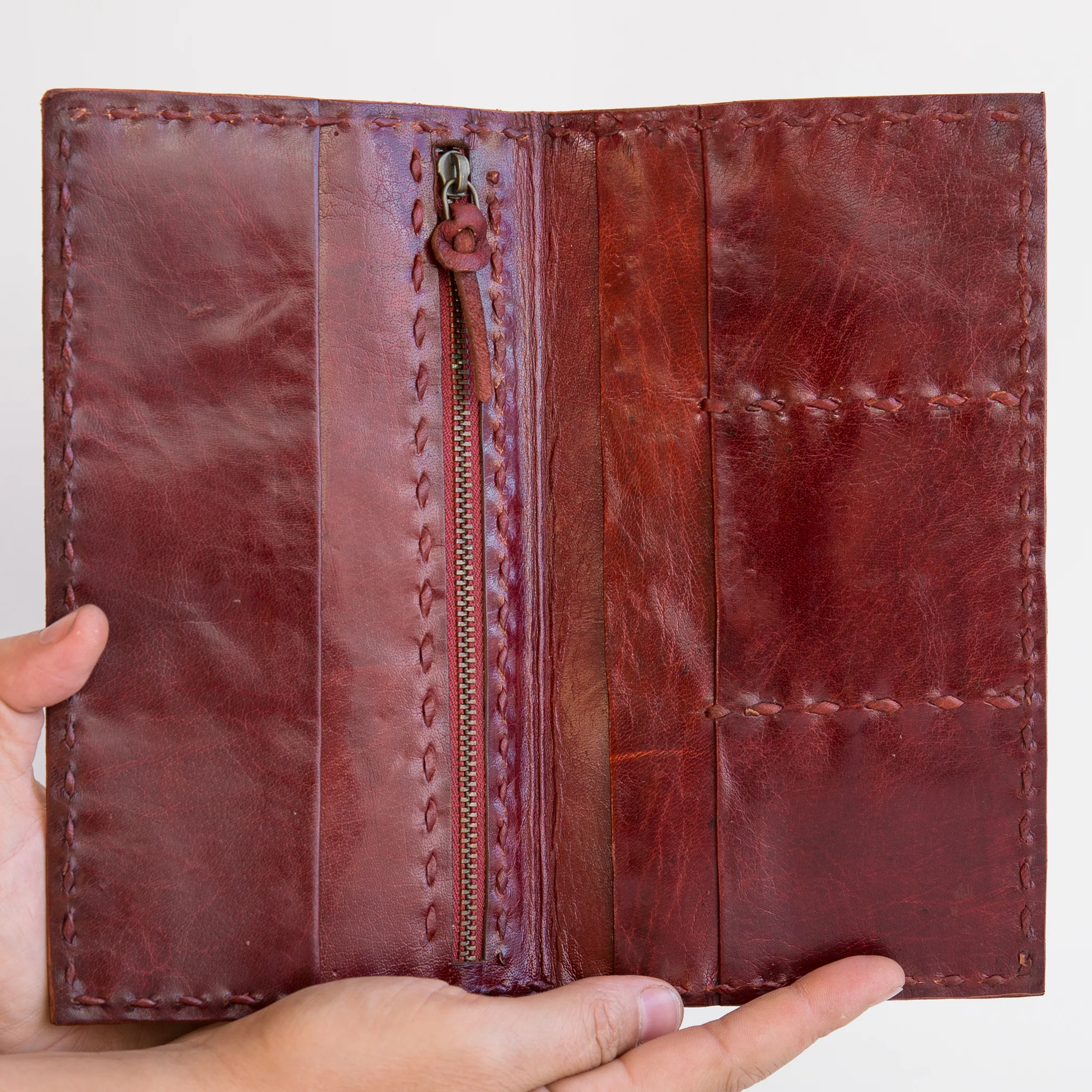 Leather Wallet Slim - Red - Image 2