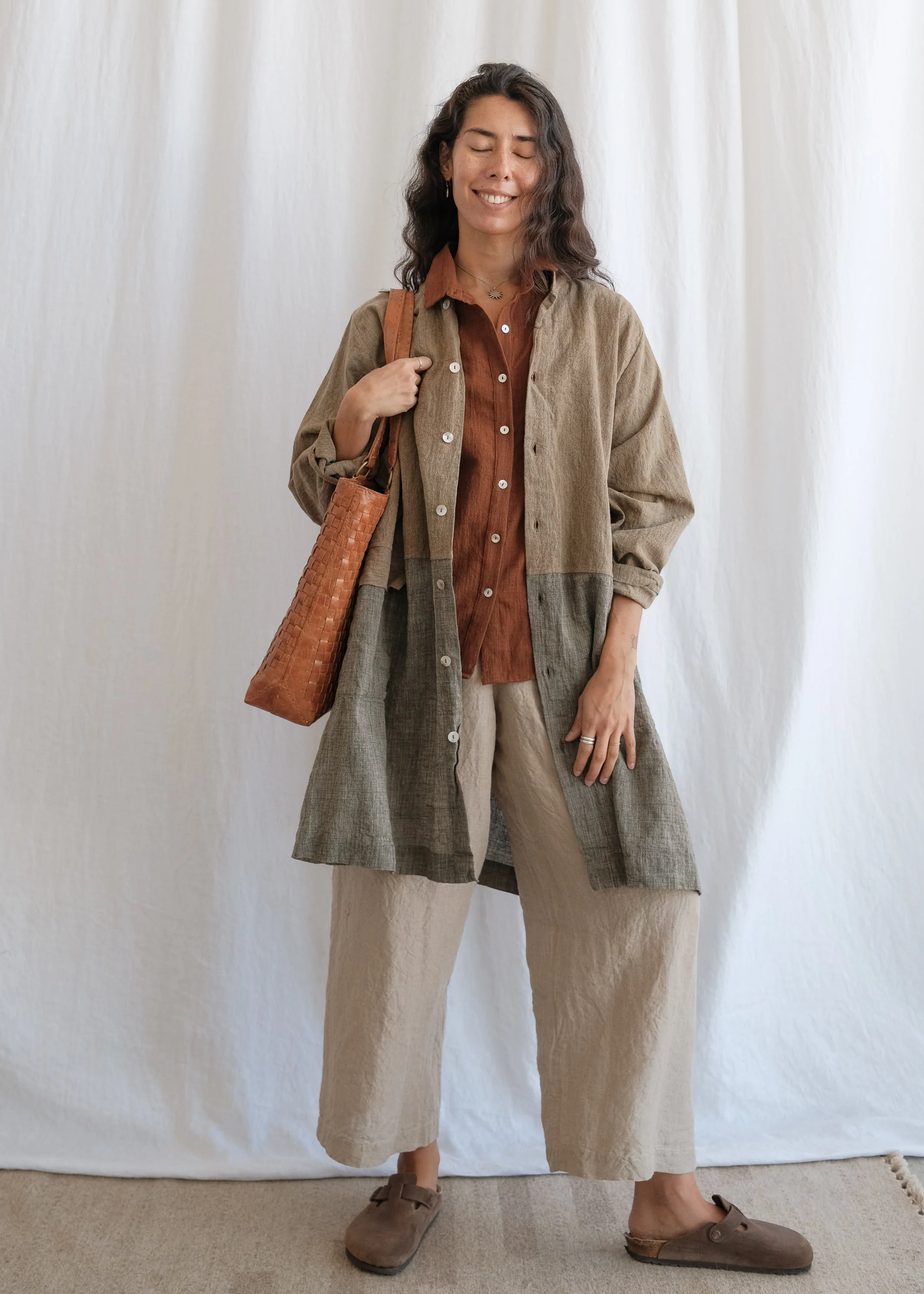 Leather Woven Carryall - Tan - Image 11