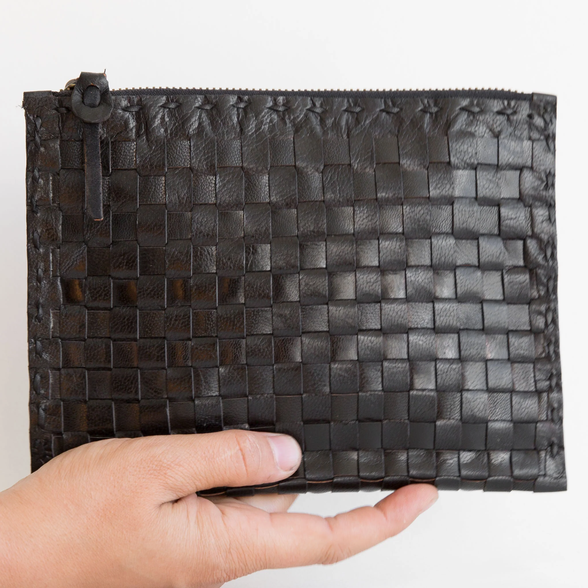 Leather Woven Organizer - Large - Black - Image 2
