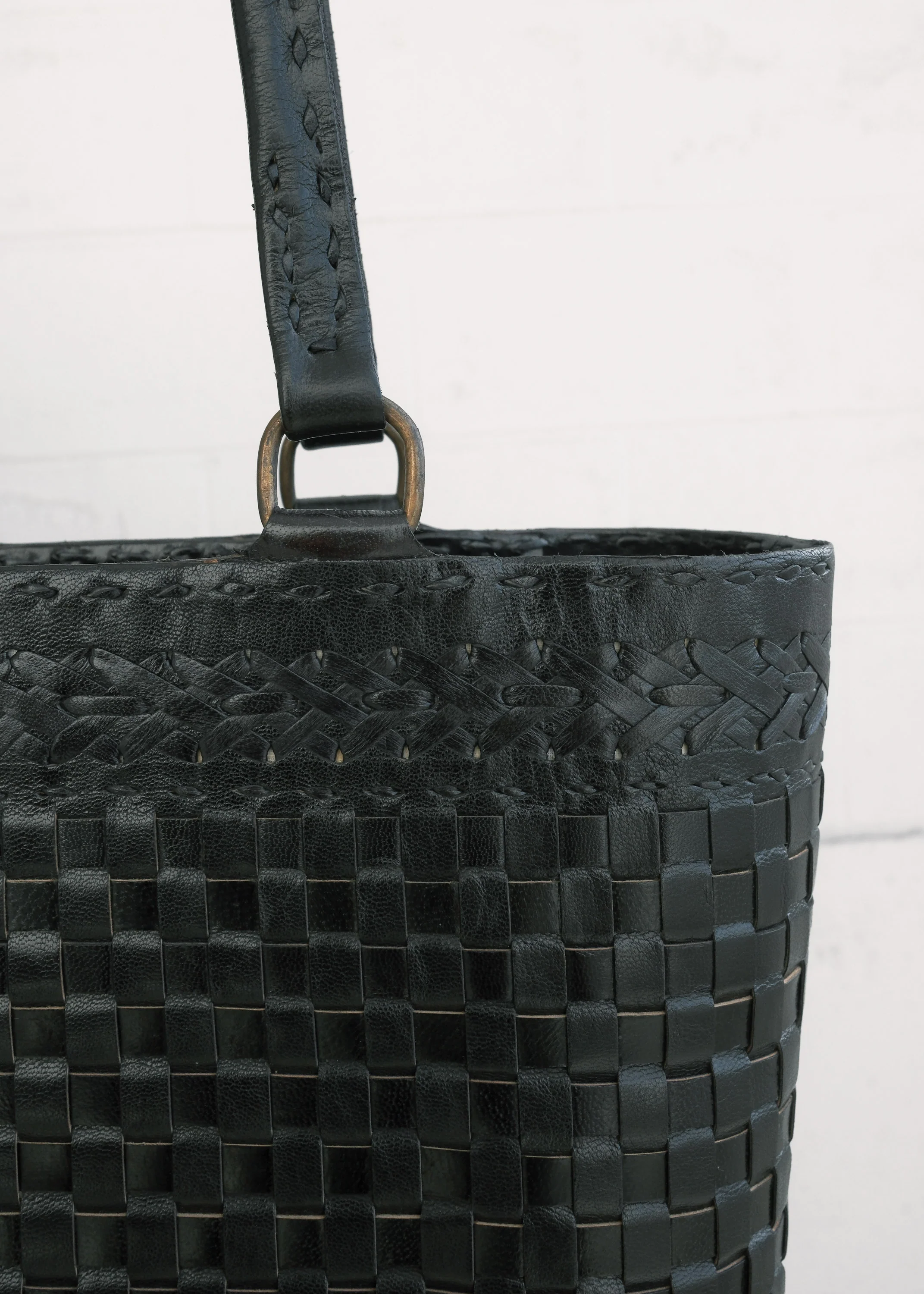 Leather Woven Tote Bag - Braided Black - Image 5