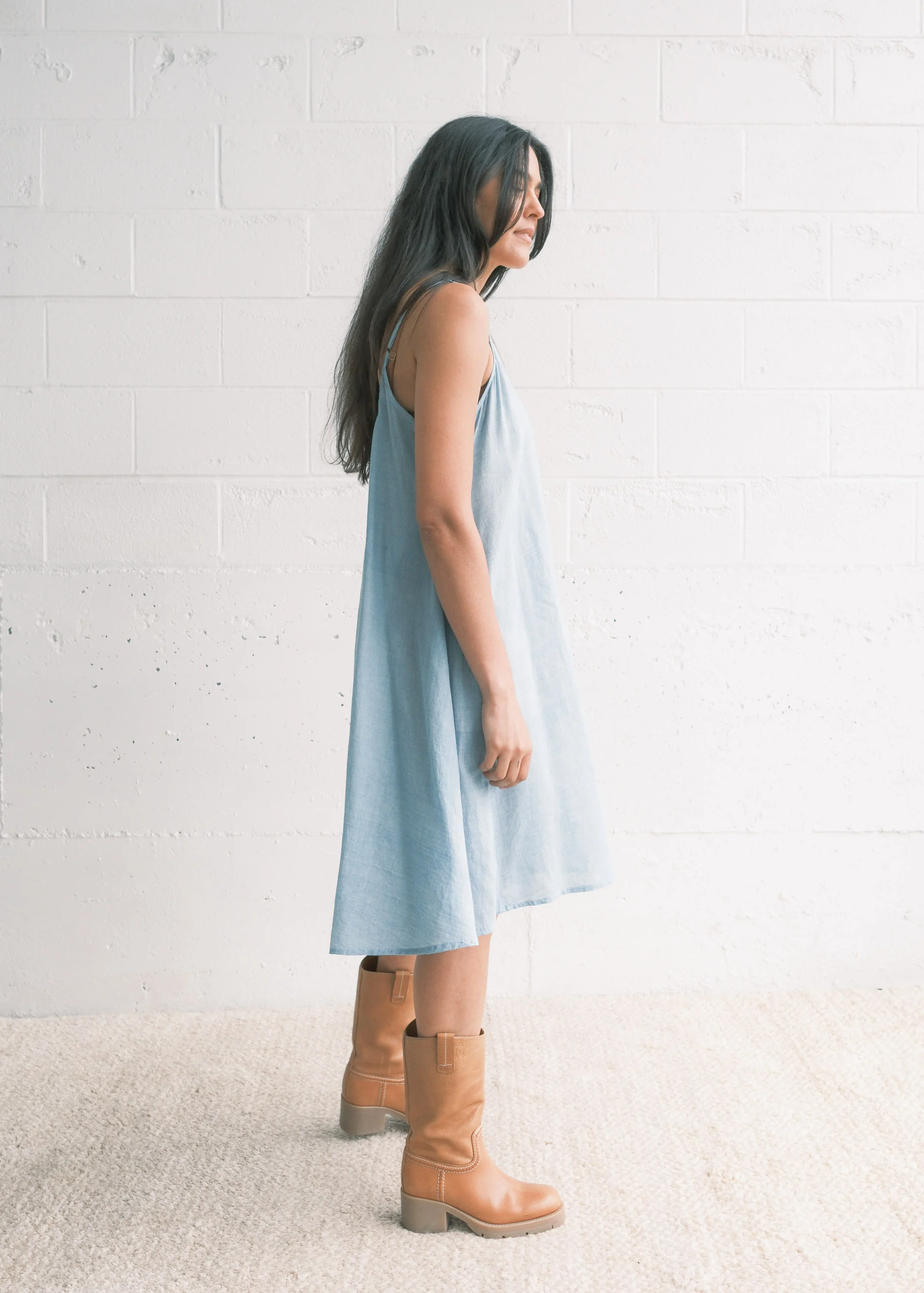 Liberty Dress - Handwoven Cotton - Light Indigo - Image 3