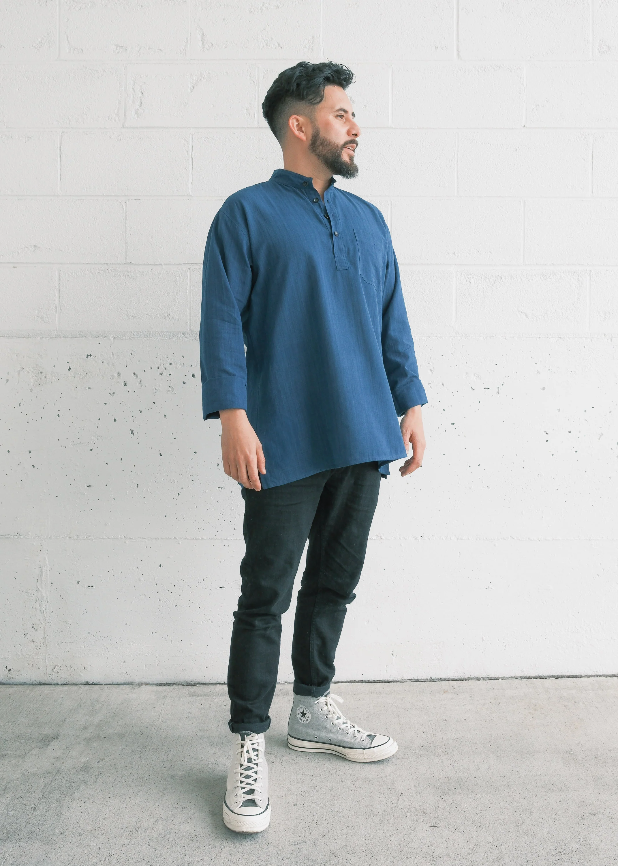 Mahout Shirt - Handwoven Cotton - Indigo - Image 3